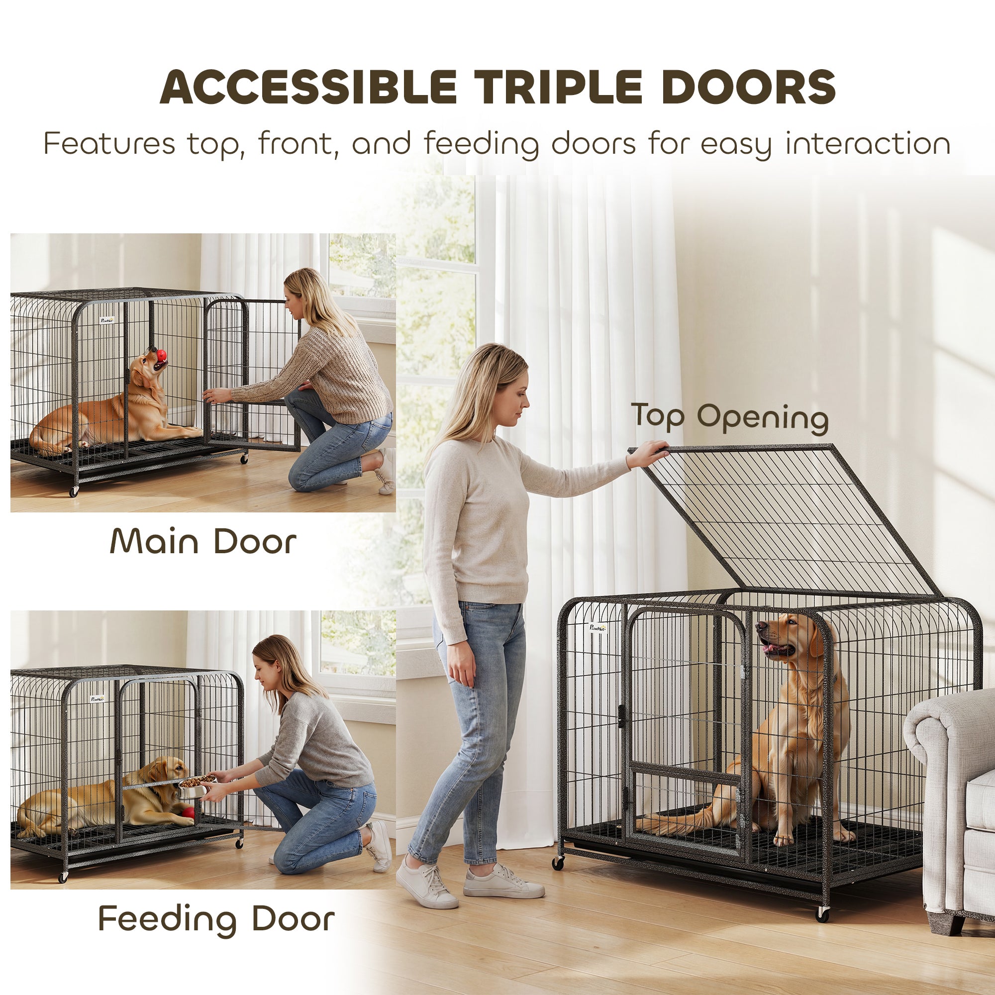 Heavy Duty Dog Crate,109 x 72 x 85 cm, Large Dog Cage for Small to Large Breeds