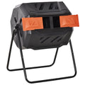 160L Dual Chamber Compost Bin with 360° Rotation for Efficient Composting - Orange