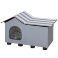 Outdoor Cat House, Weather Resistant Feral Cat Cave with Elevated Base and Cushion for Winter, Grey