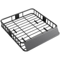 Universal Roof Rack Basket Tray, 90.7 kg Steel Car Rooftop Luggage Cargo Carrier Holder with Wind Fairing, Side Rails for SUVs, Pickups, Sedans, Off-Road Vehicles, 110.5 x 99.5 x 18.5 cm, Black