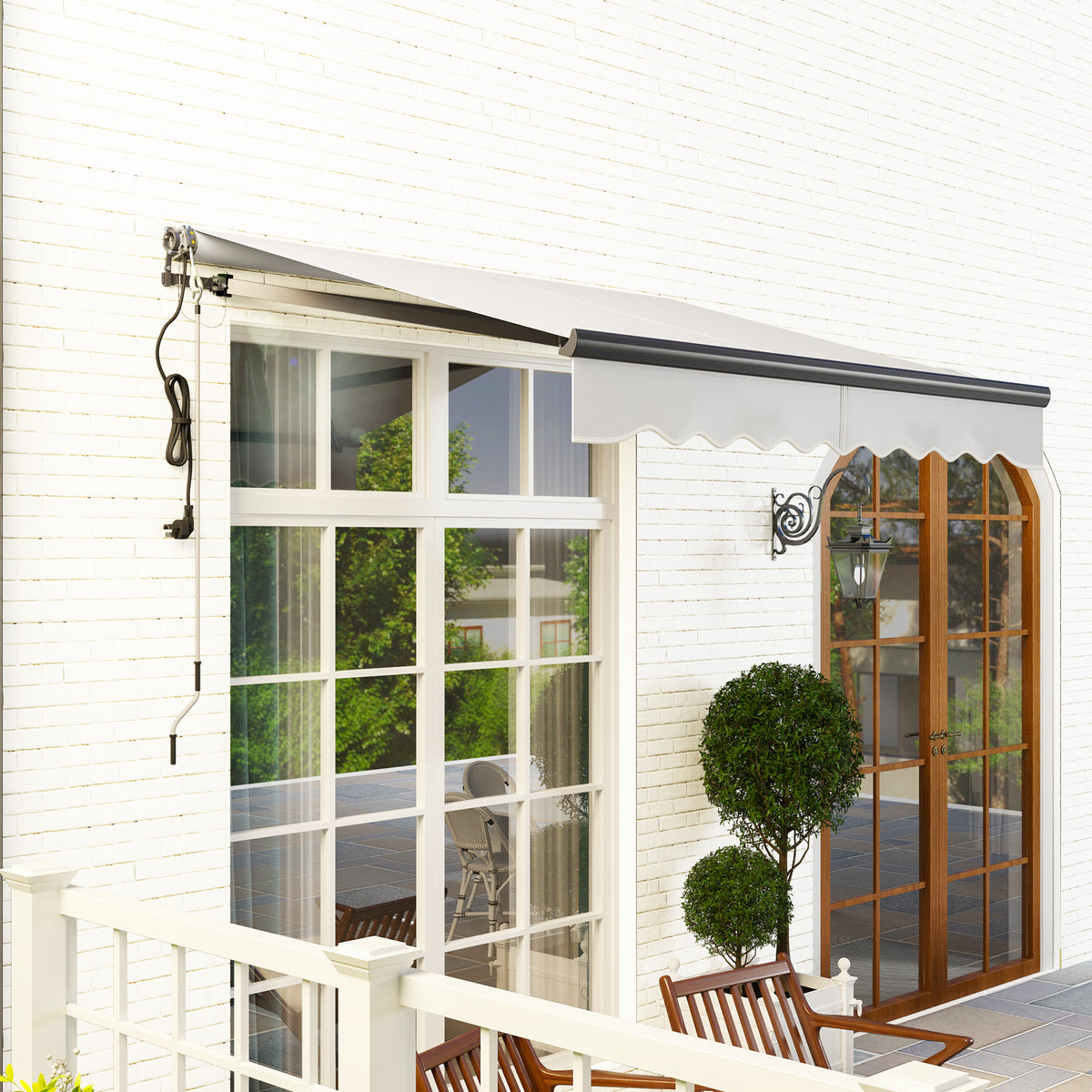 2.5 Metre Electric Retractable Awning Set with Remote Control - Light Grey UV30+
