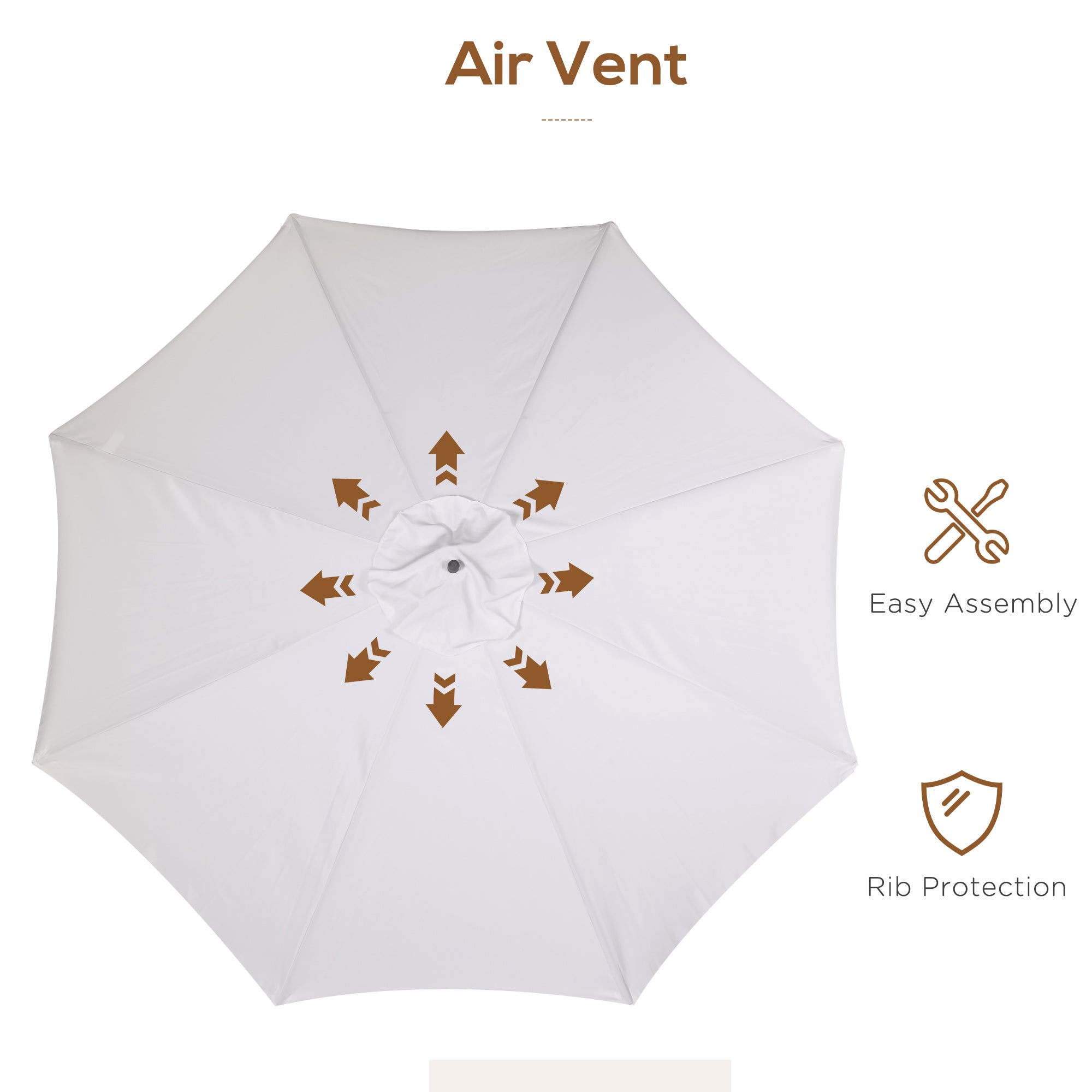 3.3m Elegant Wooden Parasol - Cream