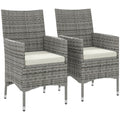 2-Piece Rattan Garden Dining Chair Set with Cushions - Mixed Grey