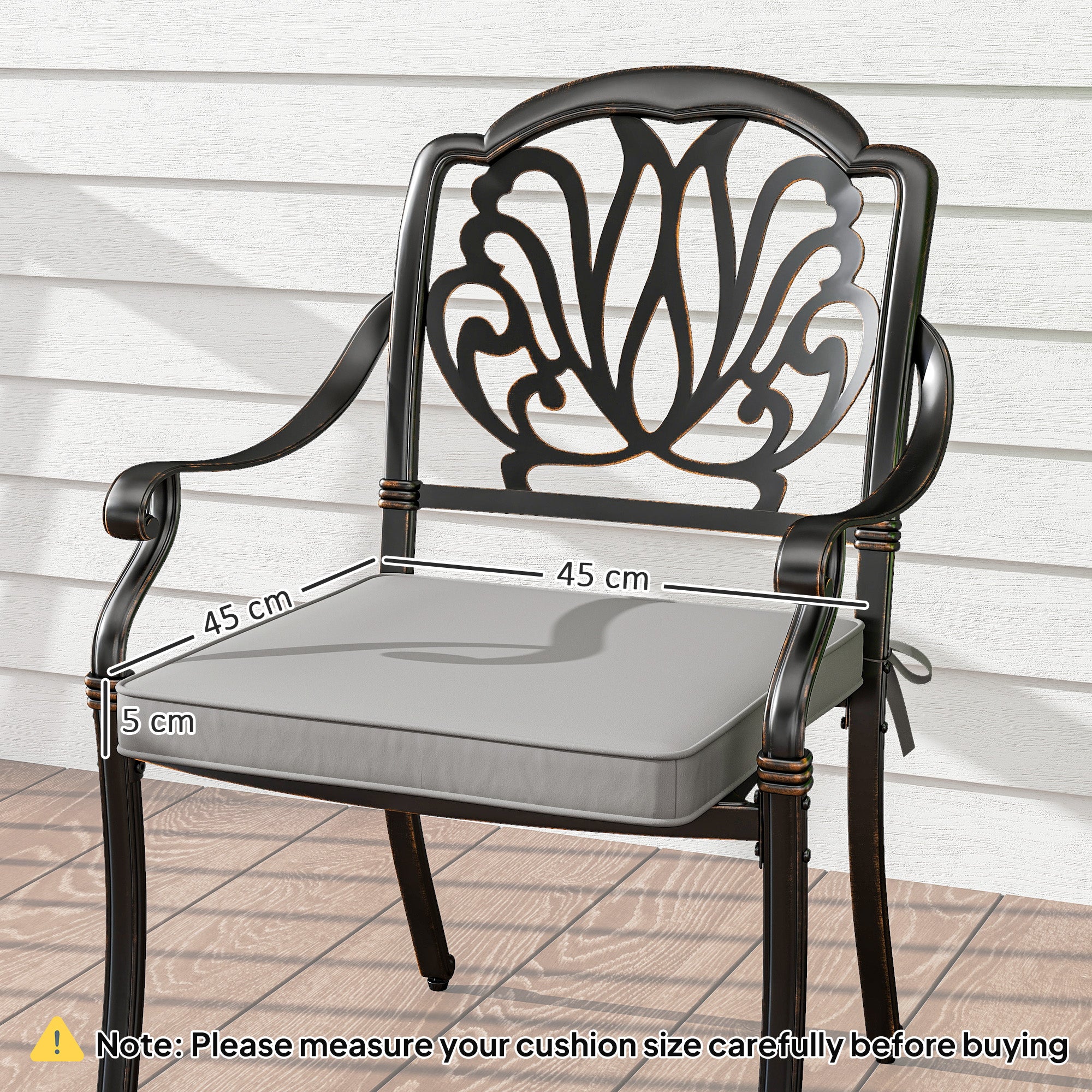 Set of Two 45 x 45cm Garden Seat Cushions - Light Grey