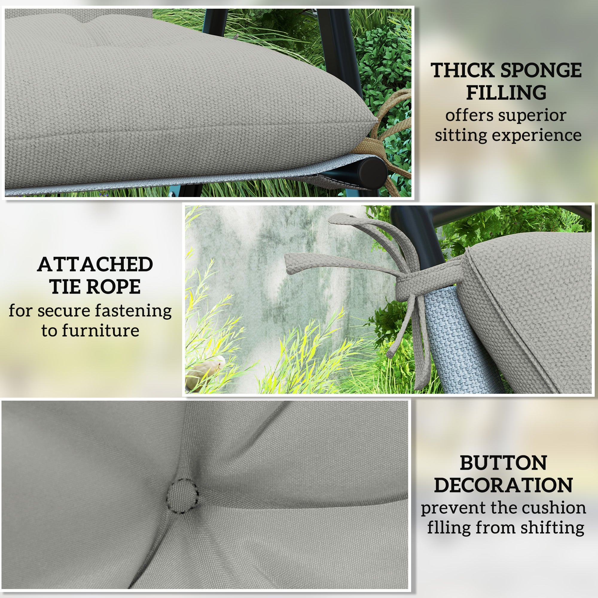 Set of Two Outdoor Seat Cushions - Light Grey