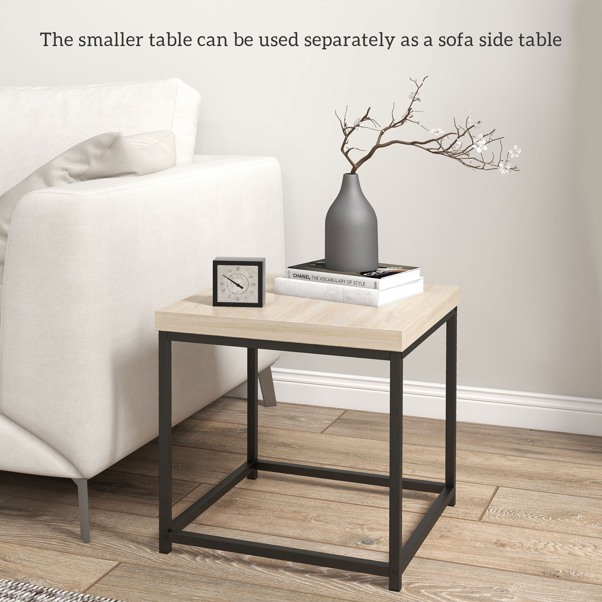 Coffee Table Set of 2 with 3.5cm Thick Oak Tabletops - Oak