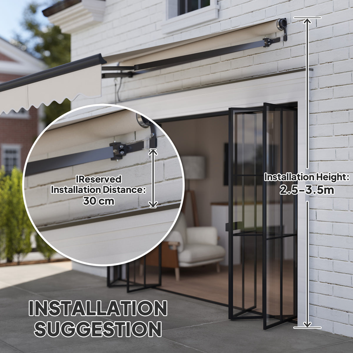 2.5 x 2m Electric Retractable Awning with Aluminium Frame - Beige