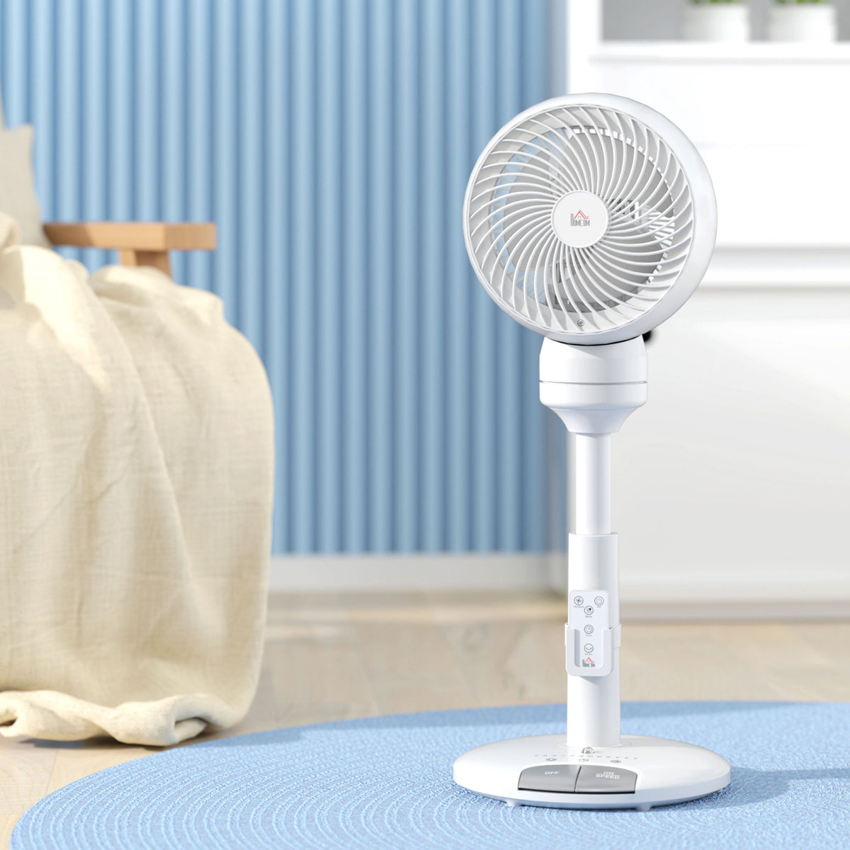 9'' Air Circulator Fan with 3 Speeds, 3 Modes, 70° Oscillation & Remote Control - White