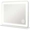 Vanity Mirror with Lights, Large 80x62 cm Lighted Makeup Mirror with 3 Colour, 10X Magnifying, USB Charging Port, Touch Screen, Tabletop or Wall Mounted Design, White