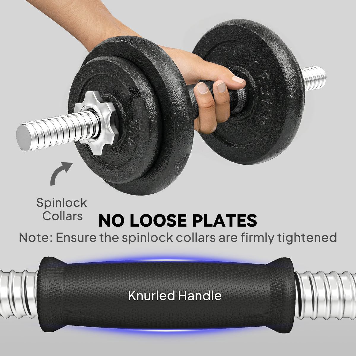 2-in-1 Adjustable Dumbbells Set, 20kg Cast Iron Weights Dumbbells Set with Non-Slip Grip for Strength Training, Weight Lifting, Bodybuilding, Home Gym Workout Equipment for Men & Women