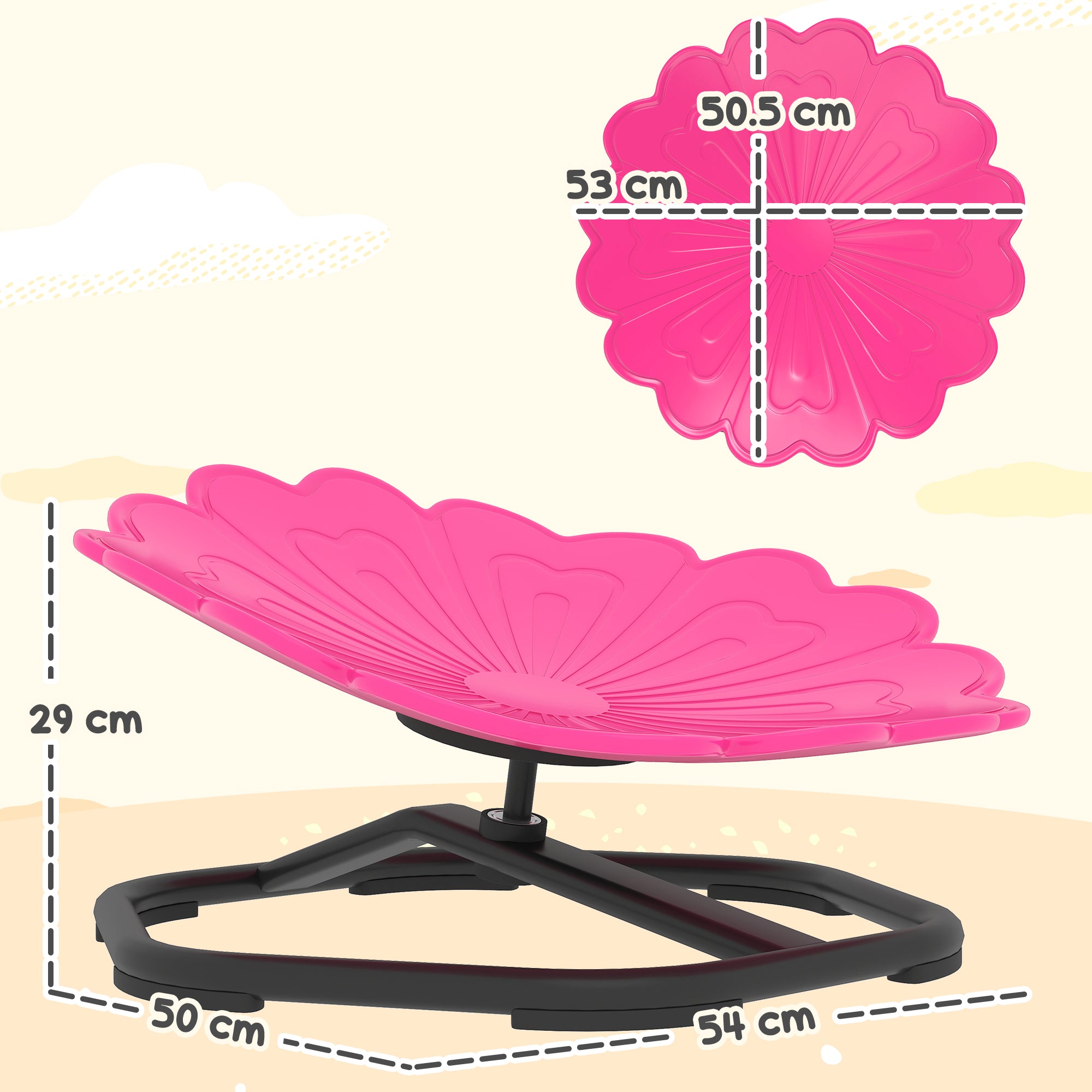 Flower-Shaped Sensory Spinning Chair with Non-Slip Base for Balance/Coordination, Pink