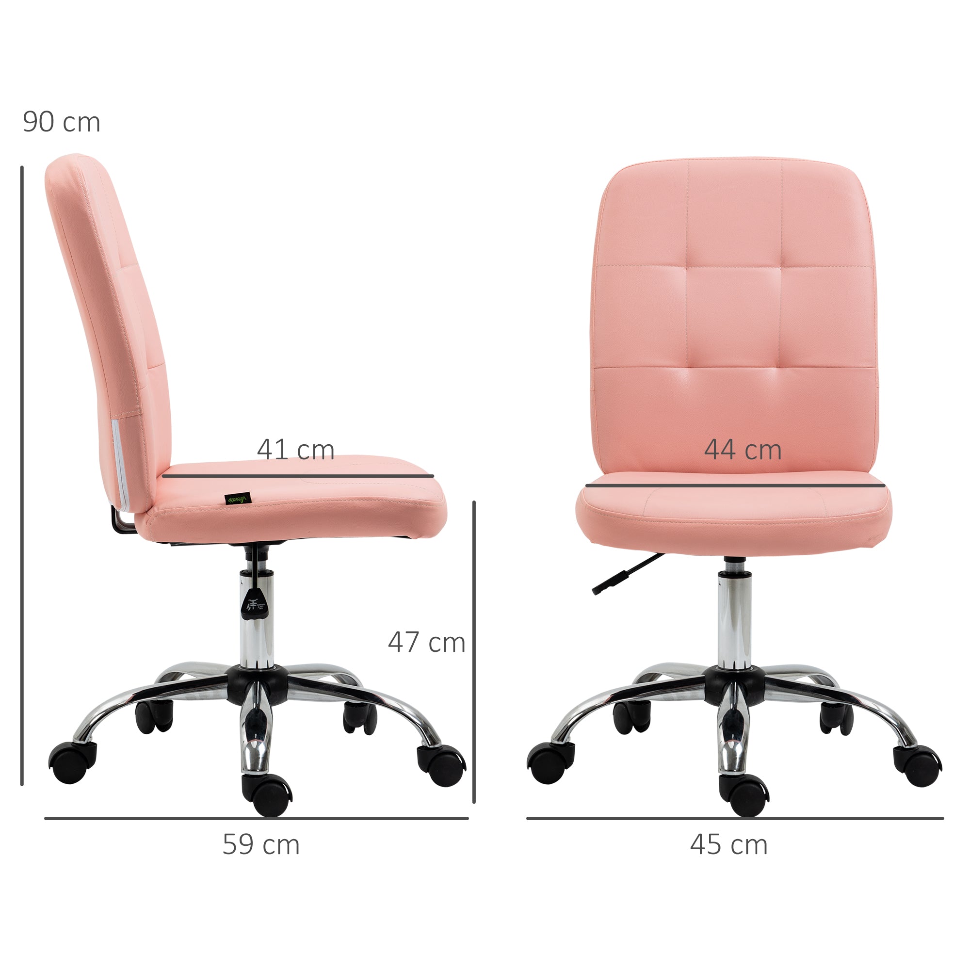 Armless Faux Leather Office Chair - Pink