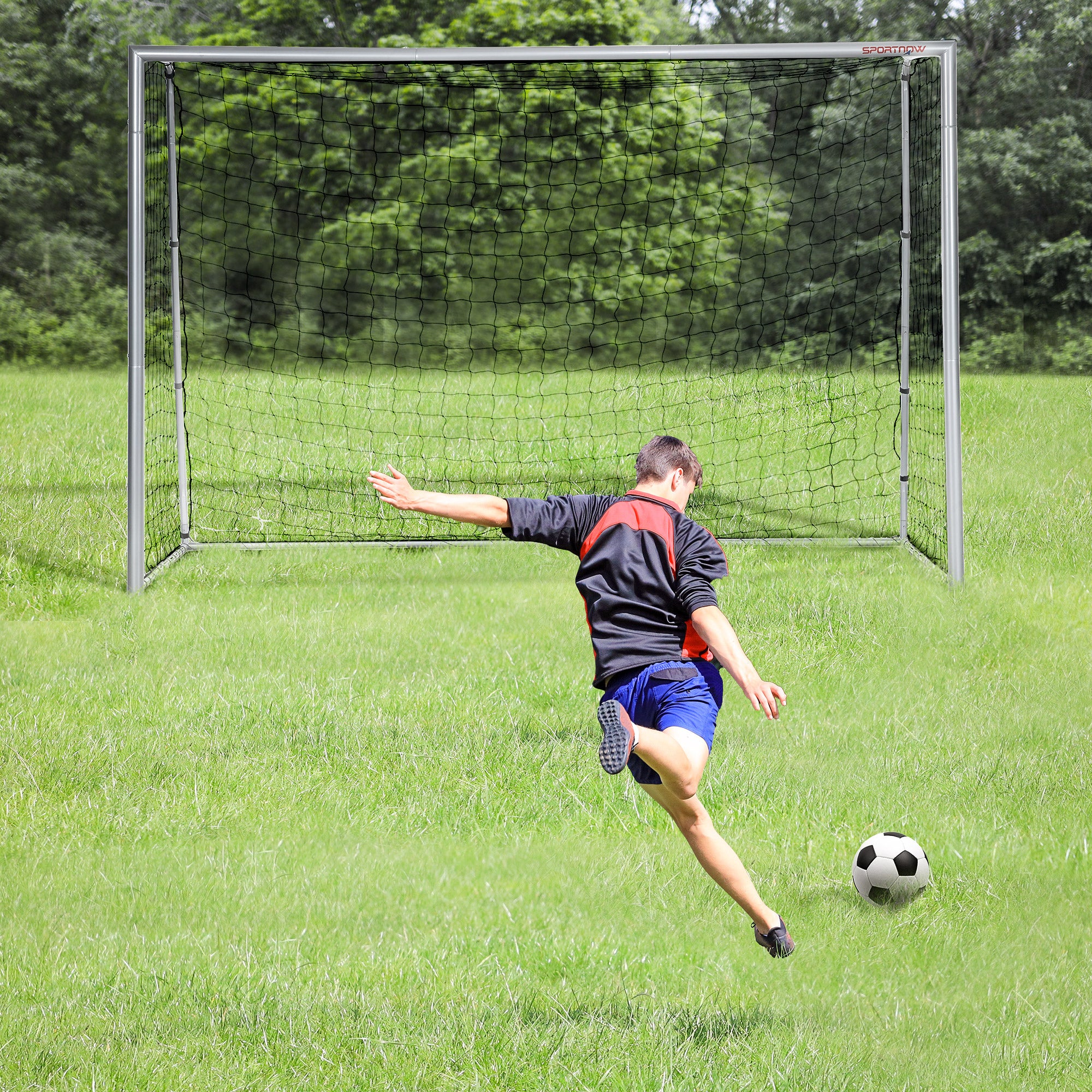 10ft x 6.5ft Football Goal, Football Net for Garden with Ground Stakes, Quick and Simple Set Up