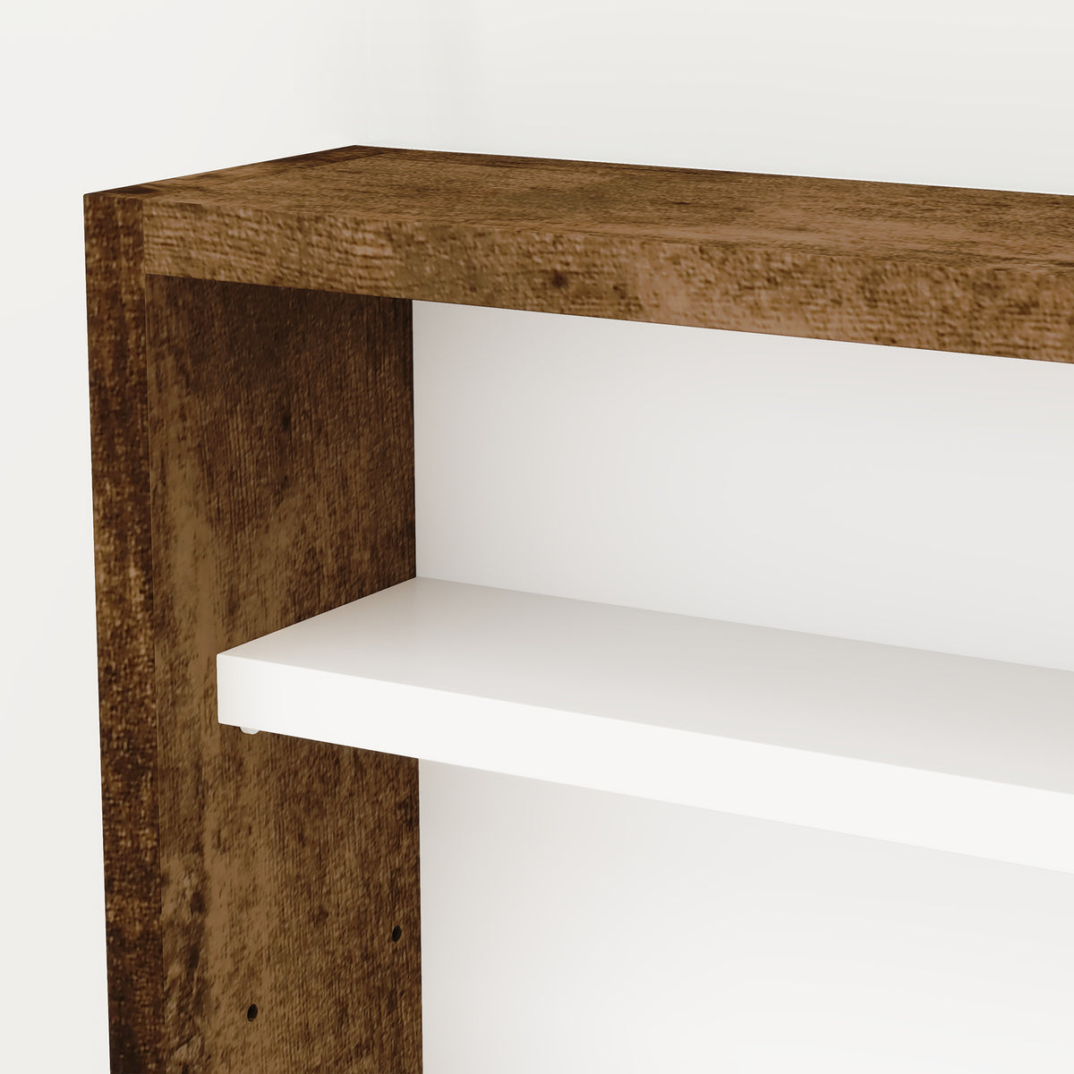 5-Tier Wall Display Shelf Cabinet with 4 Adjustable Shelves and Glass Doors 60x80cm - Rustic Brown