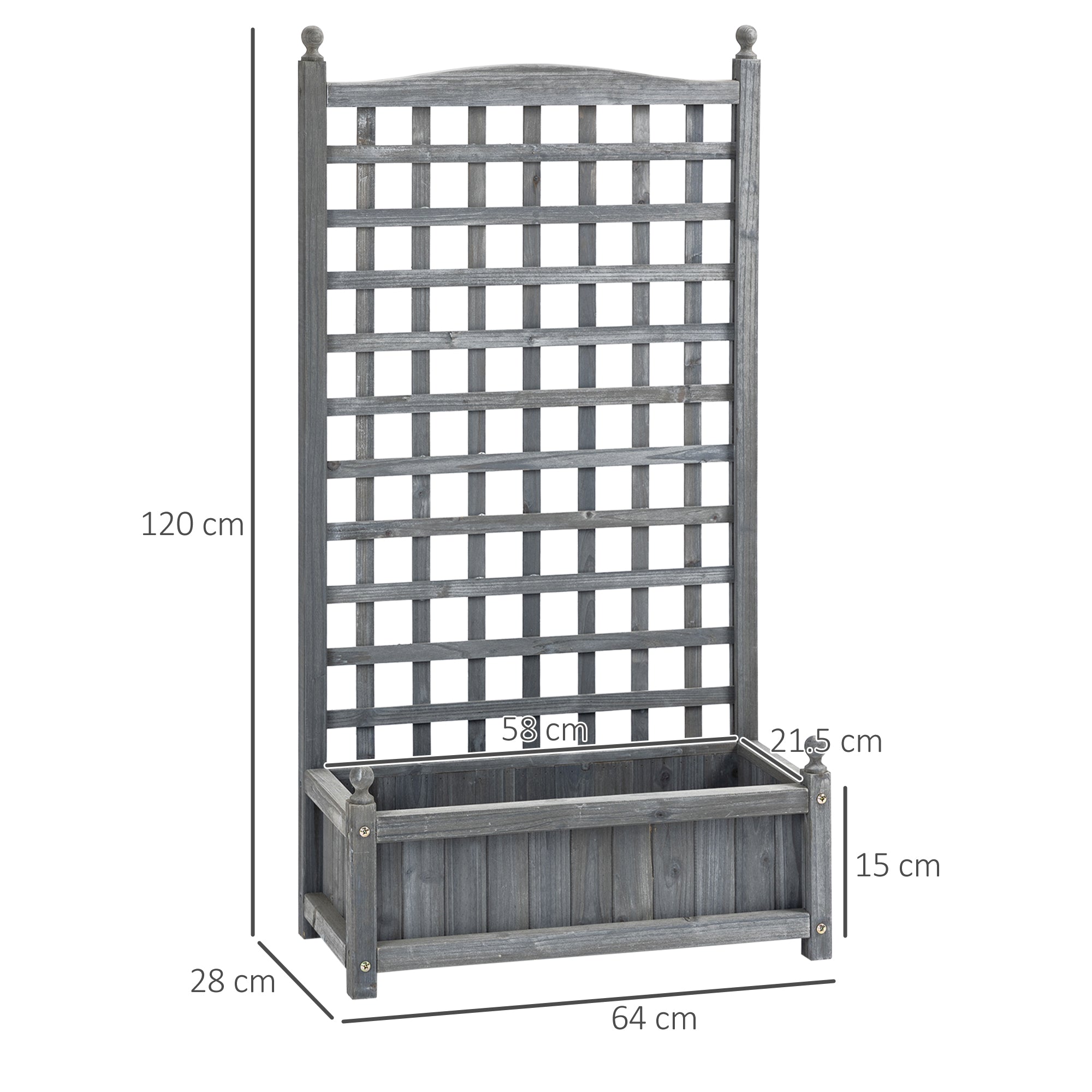 Garden Planters with Trellis for Climbing Vines, Wood Raised Beds for Garden, Flower Pot, Indoor Outdoor, Grey