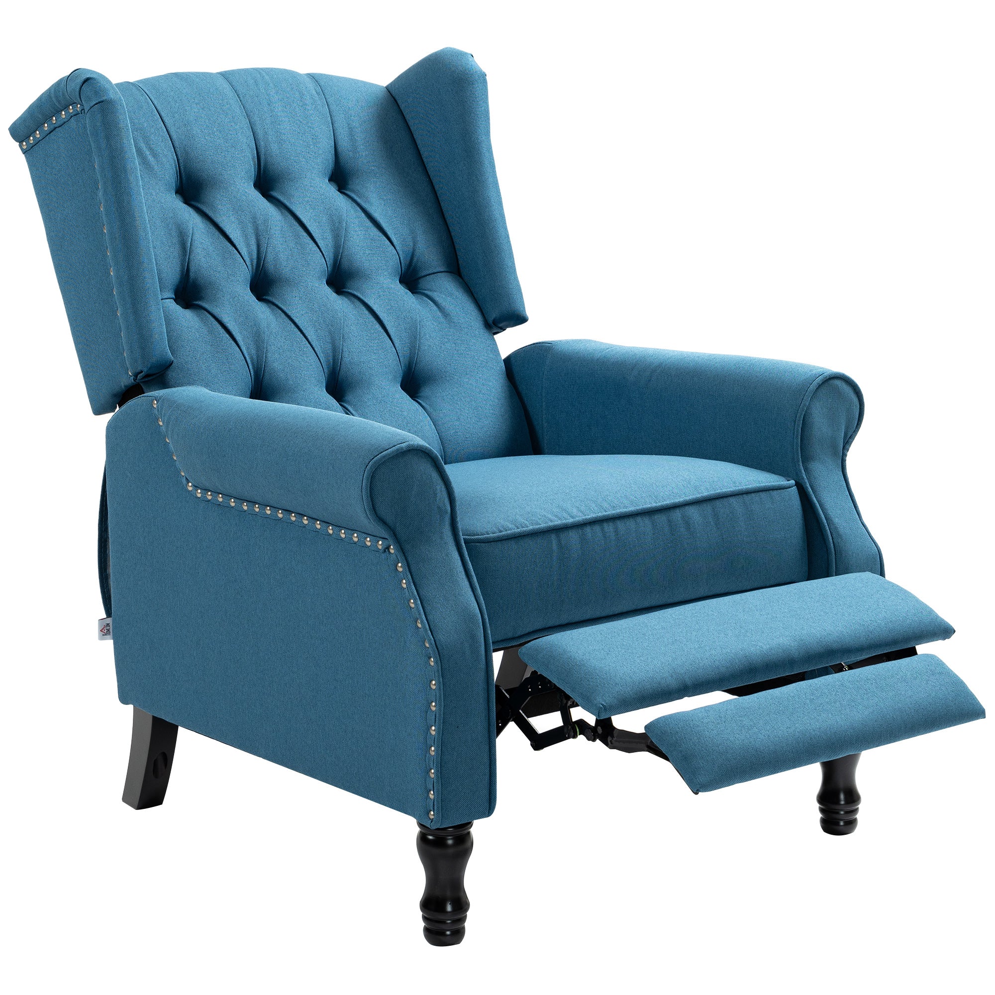 150° Reclining Vintage Armchair, with footrest - Blue