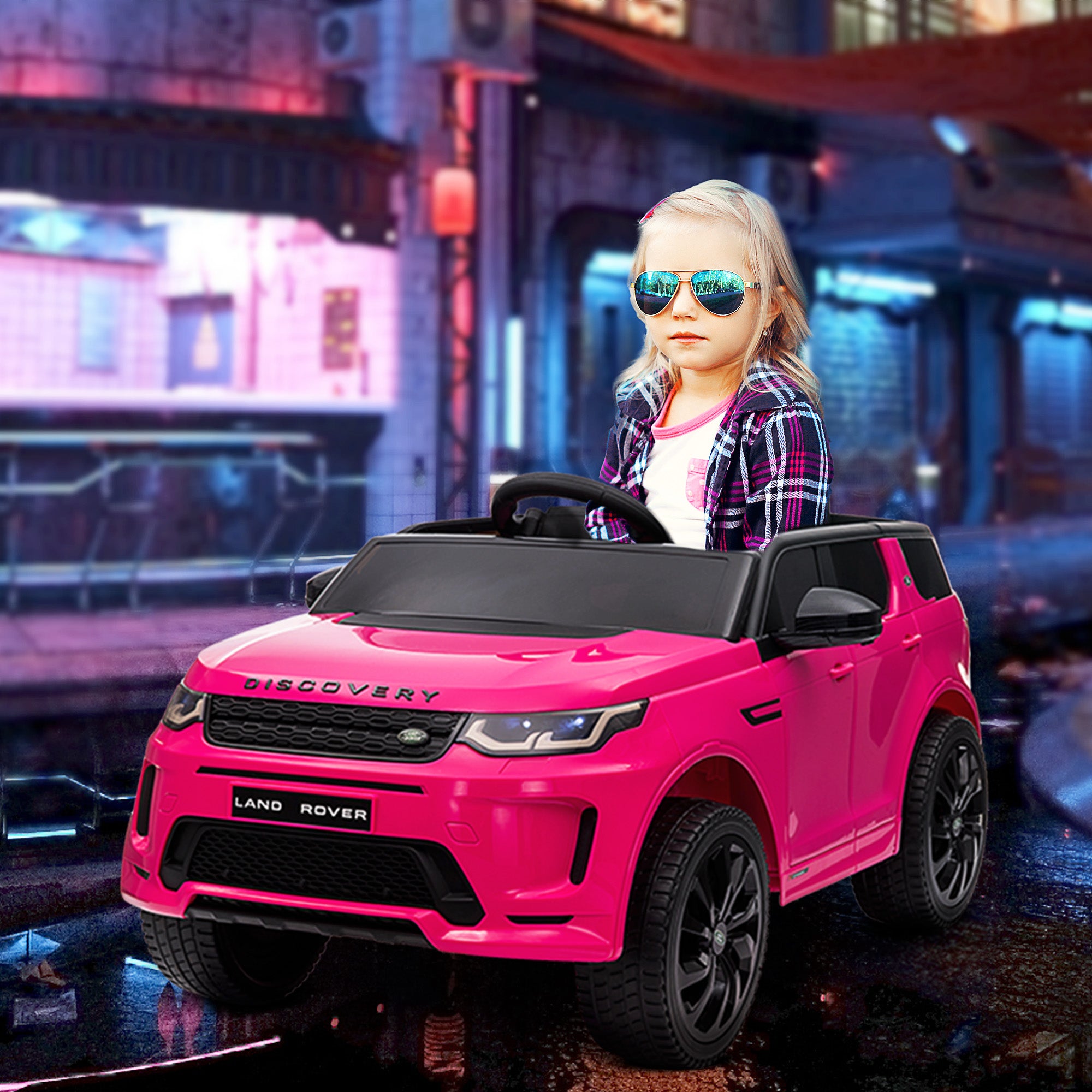 Land Rover Discovery Sport Licensed 12V Kids Ride on Car w/ Remote Control, Lights Music Horn, for 3-6 Years Pink