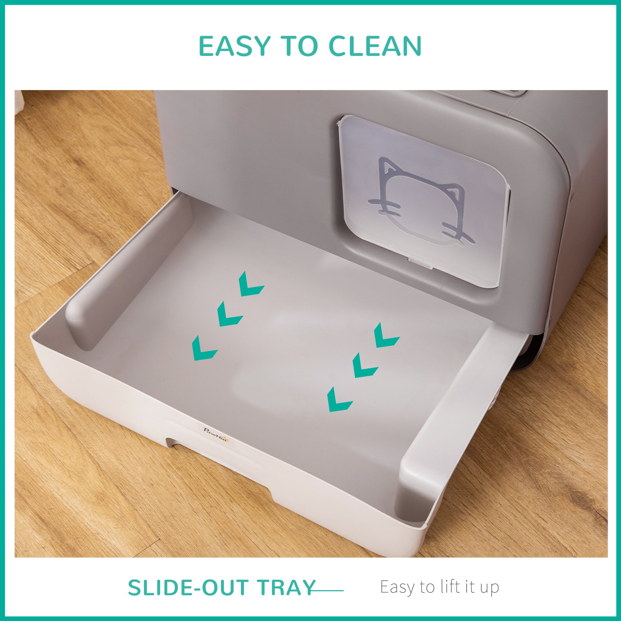 Cat Litter Box Portable Pet Toilet Fully Enclosed Kitten Pan with Scoop Purple