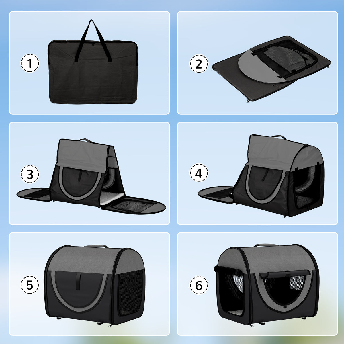 Pawhut Folding Fabric Soft Pet Crate 46Lx36Wx41H cm for Cats & Small Dogs - Black