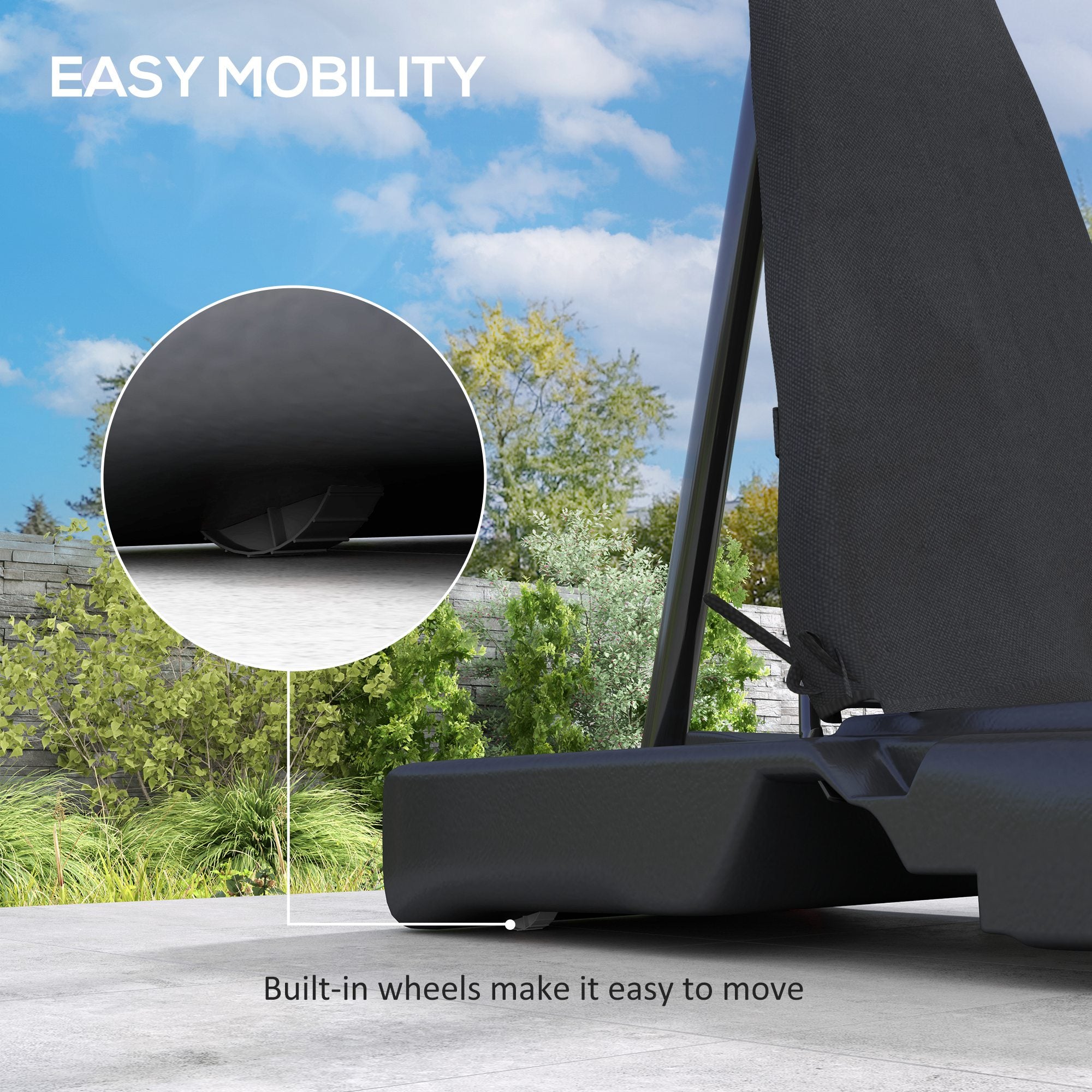 Basketball Hoop Outdoor, Height Adjustable Basketball Hoop and Stand with Rebound System, Weighted Base, Portable on Wheels, 2.45-3.05m, for Teens, Juniors, Adults, Black