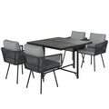5 Piece Garden Furniture Set, Garden Dining Set with Wood-Plastic Table and 4 Armchairs, Light Grey