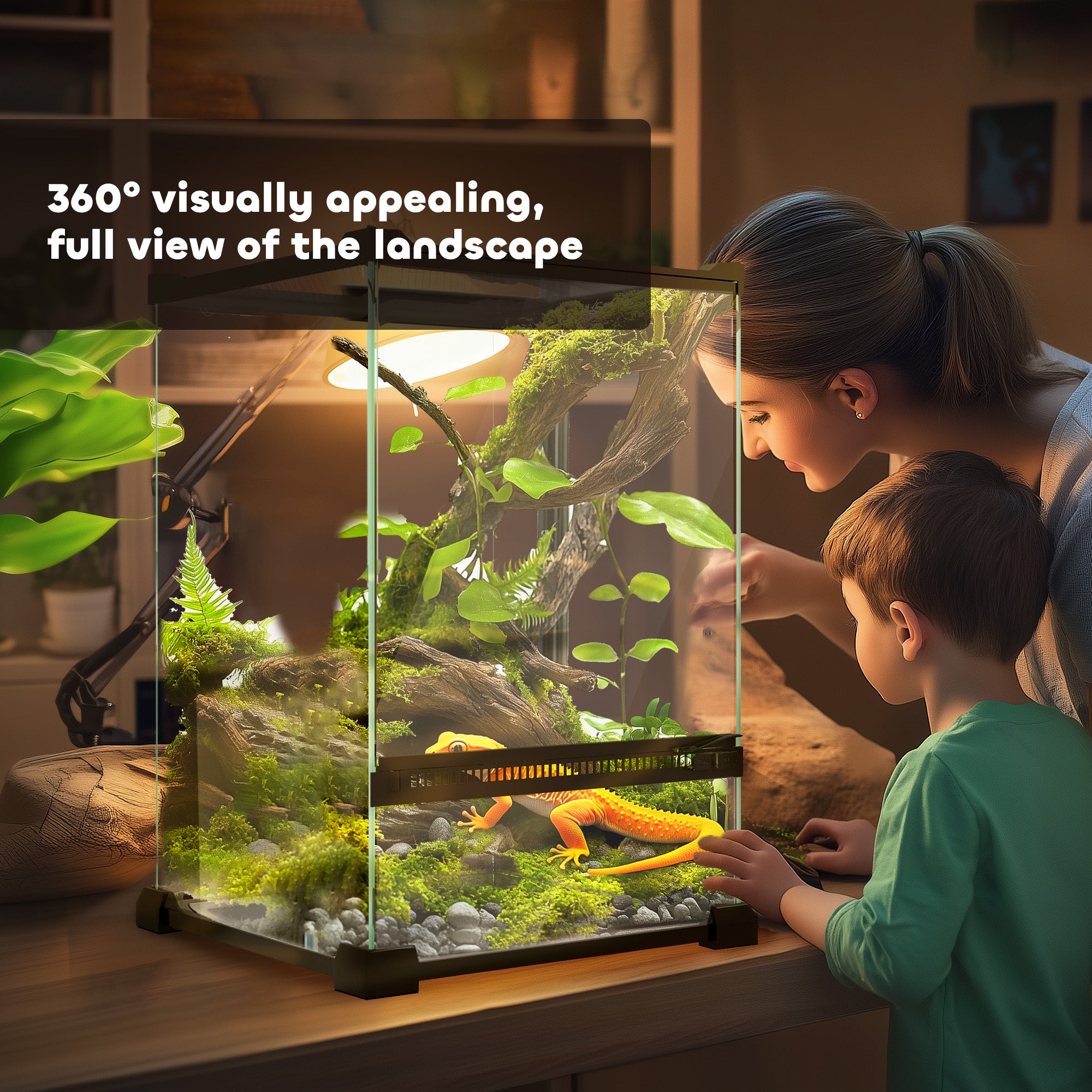 12L Vivarium for Lizards, Frogs, Snakes, Turtles, Tortoises w/ Anti-Escape Design, Ventilation