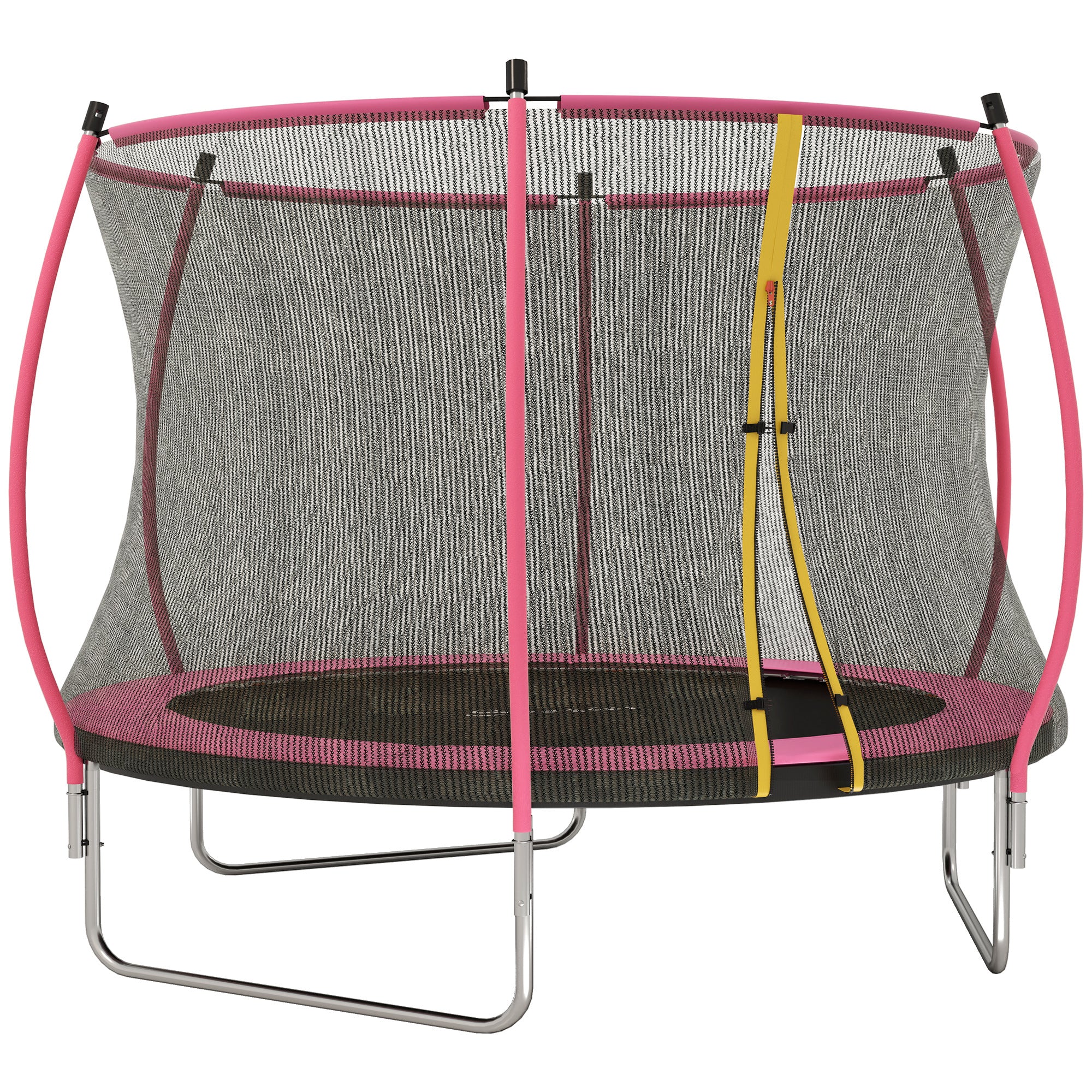 10ft Outdoor Trampoline with Enclosure Net, Spring Cover, Pink