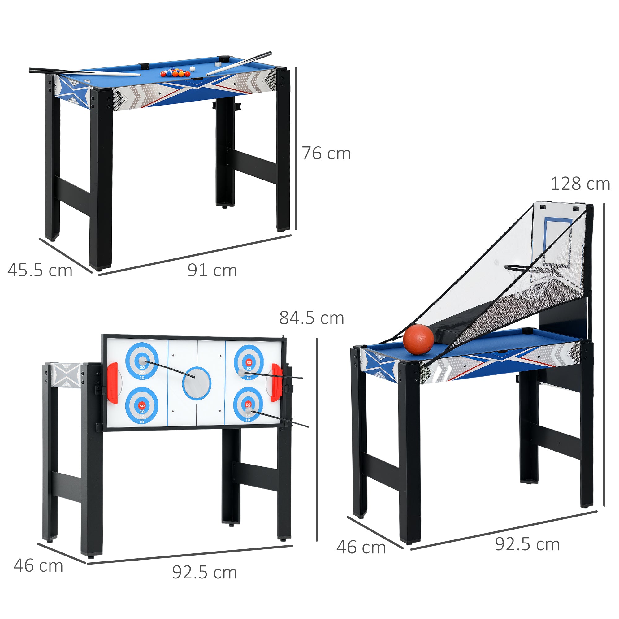 5 in 1 Multi Games Table Combo Sports Game Table for Kids, Mini Pool Table, Table Tennis Table, Hockey Table, Basketball Arcade Game, Bow and Arrow, Blue