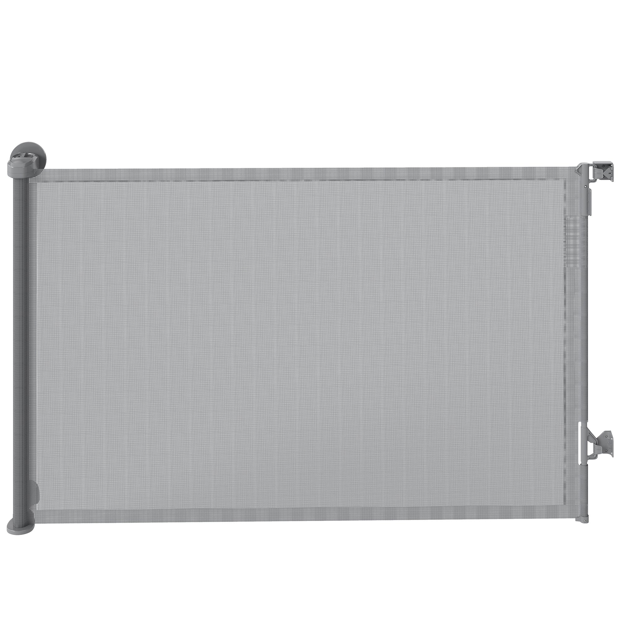 Retractable Dog Gate, Extends to 140 cm Wide & 93 cm Tall, Mesh Pet Gate with Single Hand Operation, for Stairs Doorways