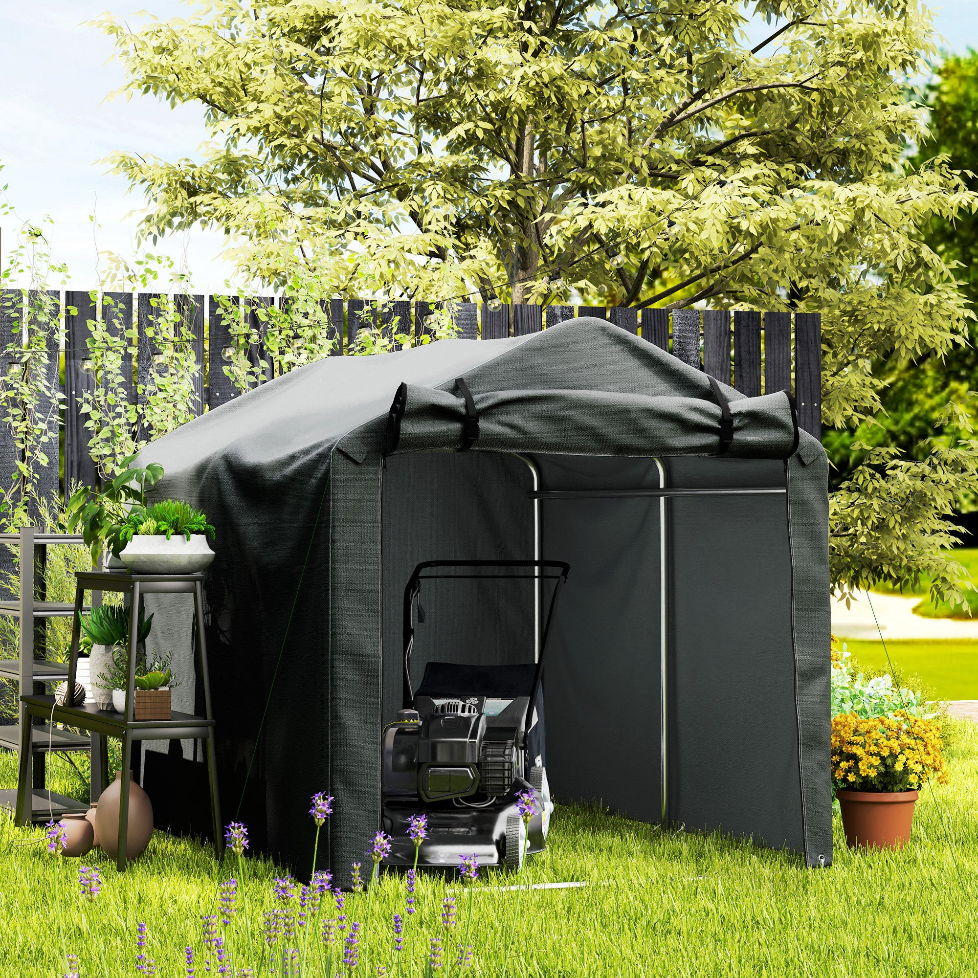 Garden Storage Tent 2.2x1.6m Waterproof UV-Resistant Dark Grey