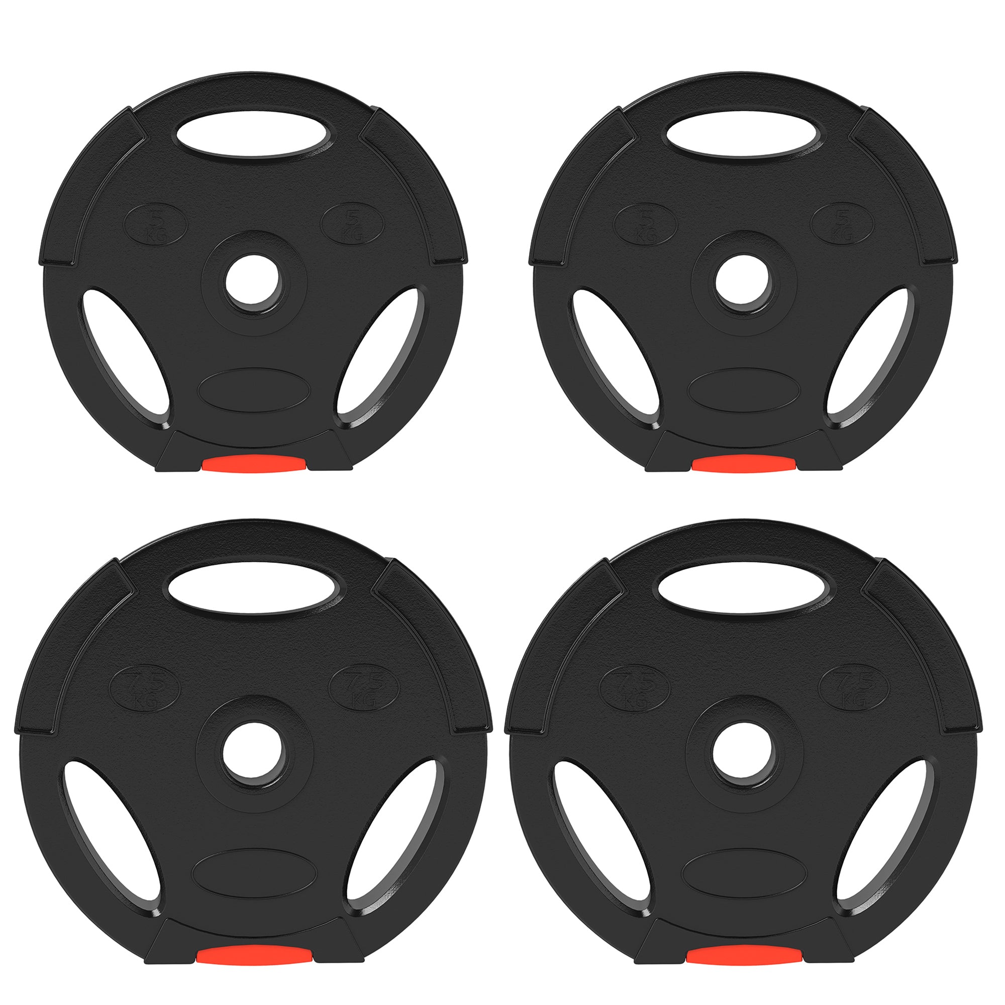 Weight Plates Set, with Two 7.5kg and Two 5kg weights, Black