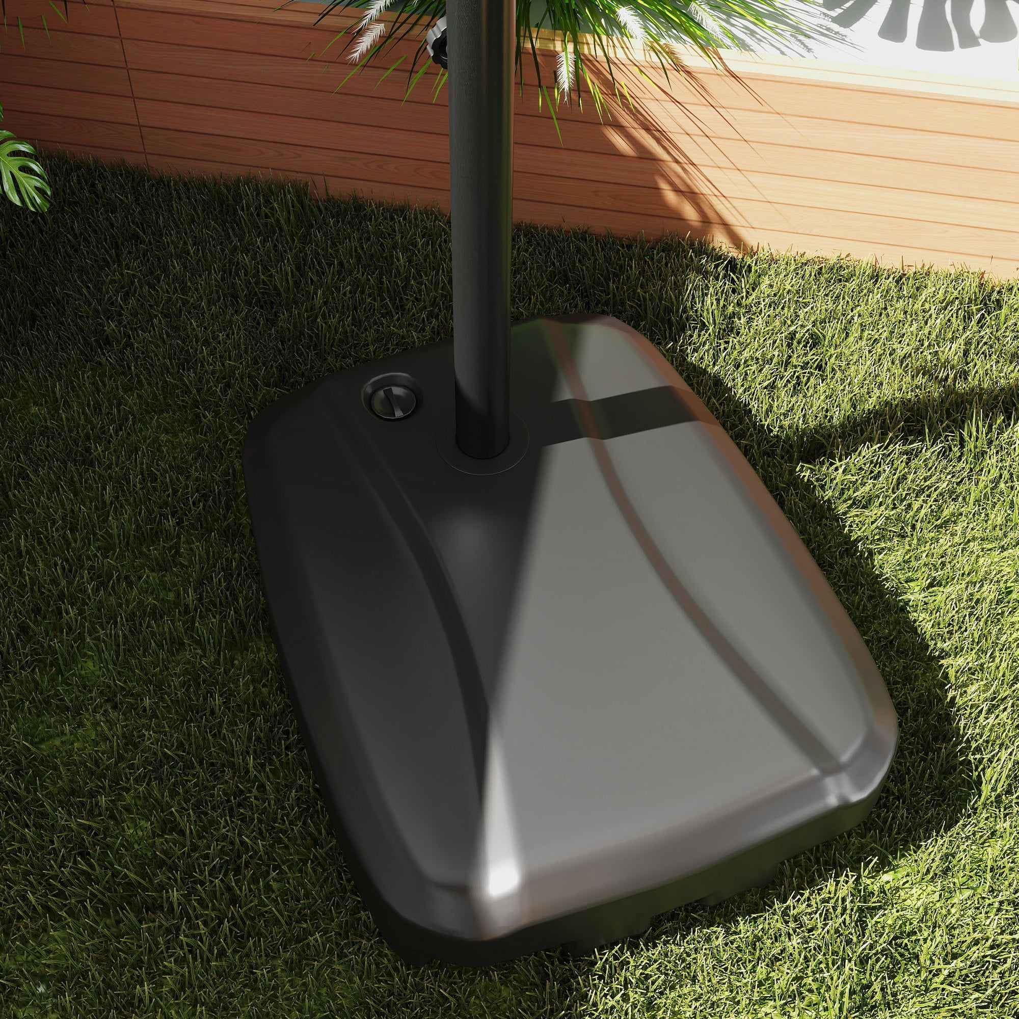 Cantilever Parasol with Weighted Base Double Top Garden Parasol Square Hanging Patio Umbrella with Crank Tilt Dark Grey