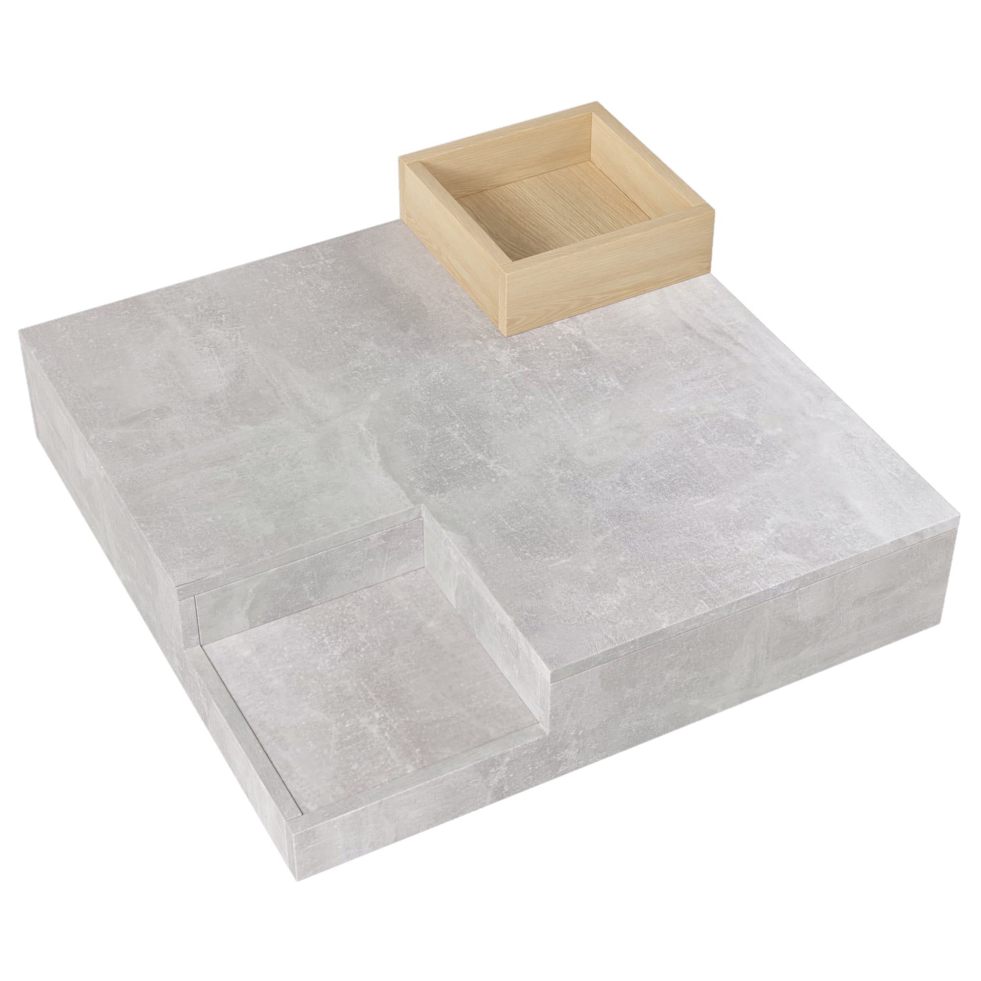 Coffee Table with Removable Storage Box, Modern Design, Sturdy Structure, 72L x 72W x 30H cm, Grey