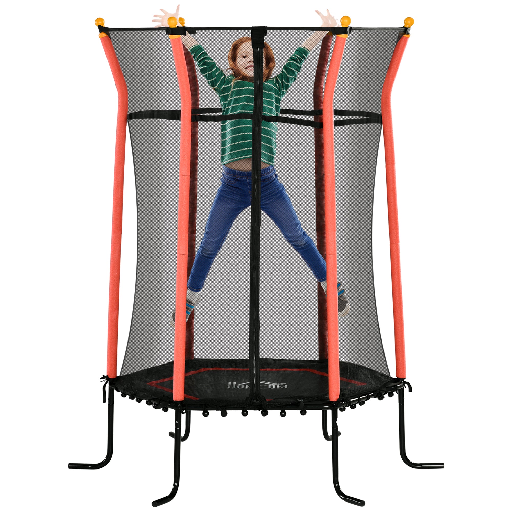 Kids Trampoline Mini Bouncer with Enclosure Safety Net For Ages 3-10 Years - Red