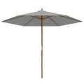 2.5m Wooden Garden Parasol Sun Shade Umbrella - Light Grey