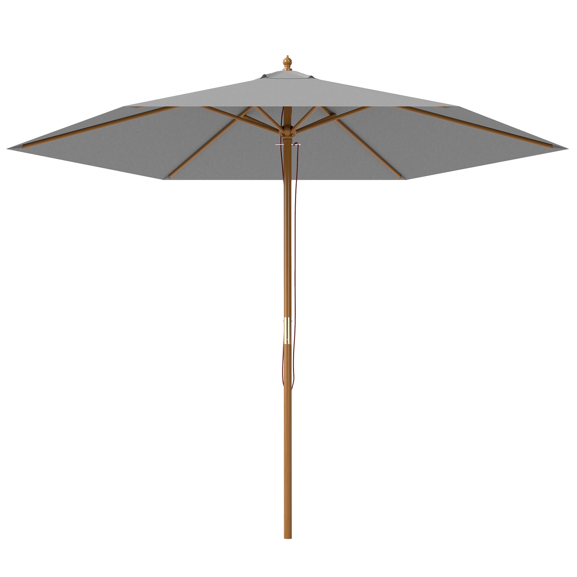 2.5m Wooden Garden Parasol Sun Shade Umbrella - Light Grey