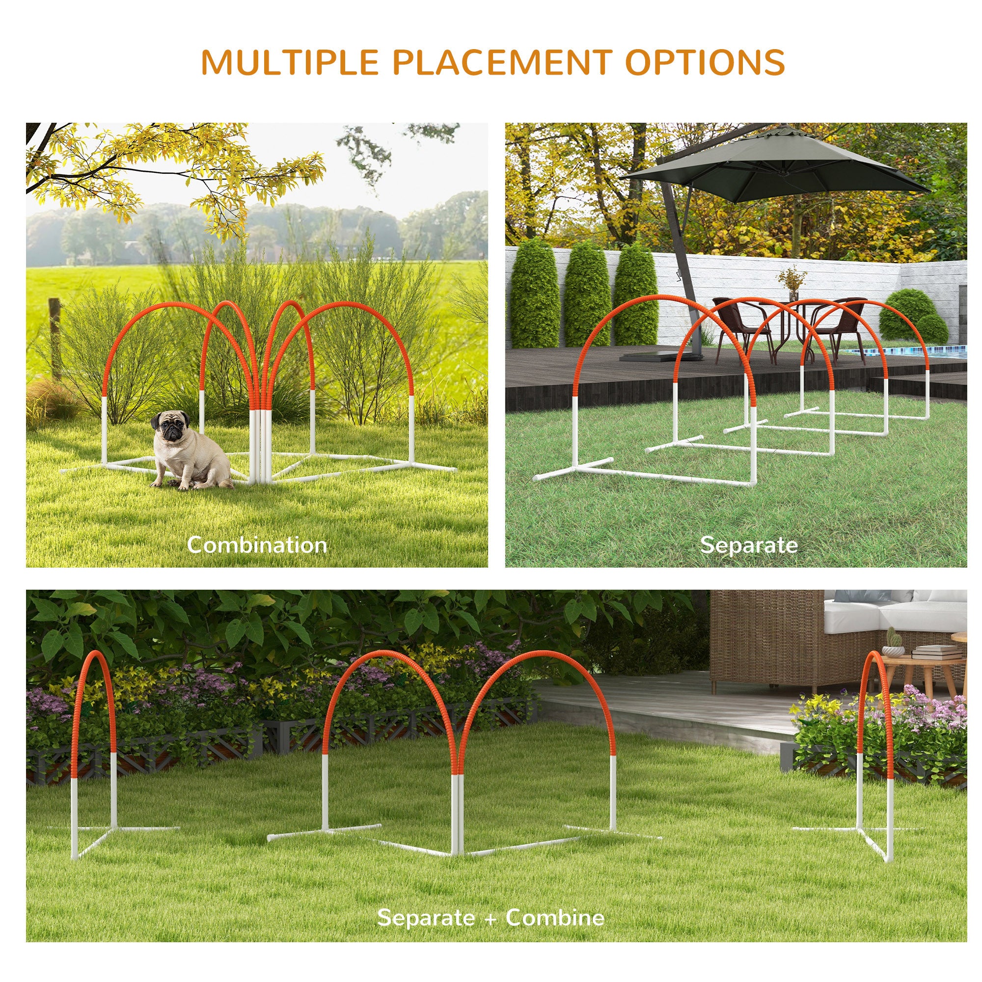 Dog Agility Equipment Set, Dog Agility Training Equipment for Dogs w/ Oxford Carry Bag, 4 PCS Weave Poles Orange