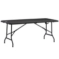 Folding Garden Dining Table for 6 with HDPE Top and Steel Frame - Charcoal Grey