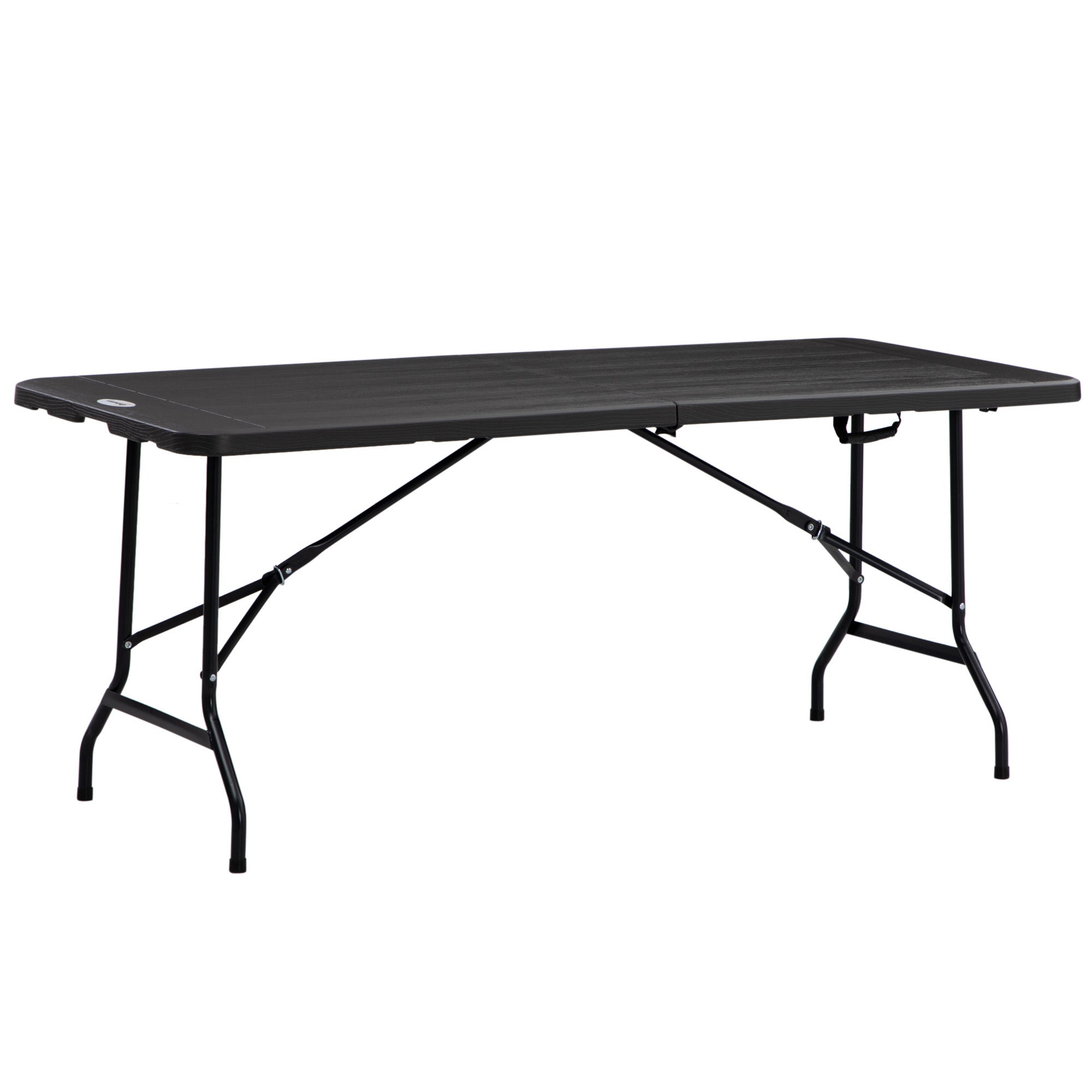 Folding Garden Dining Table for 6 with HDPE Top and Steel Frame - Charcoal Grey