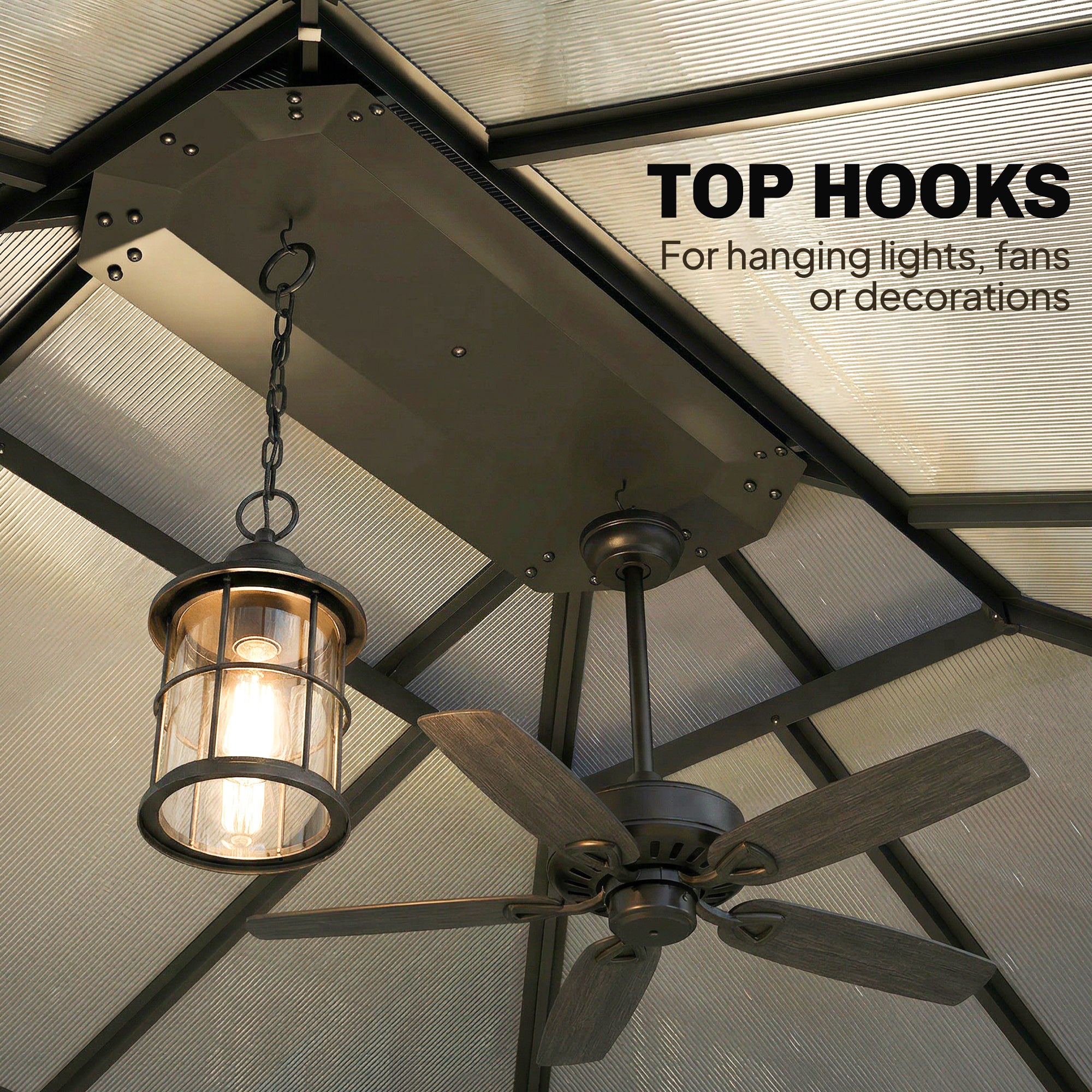 3 x 3.6 m Outdoor Hardtop Gazebo Canopy with 2-Tier Roof, Permanent Pavilion Garden Metal Gazebo with Sides, Dark Grey