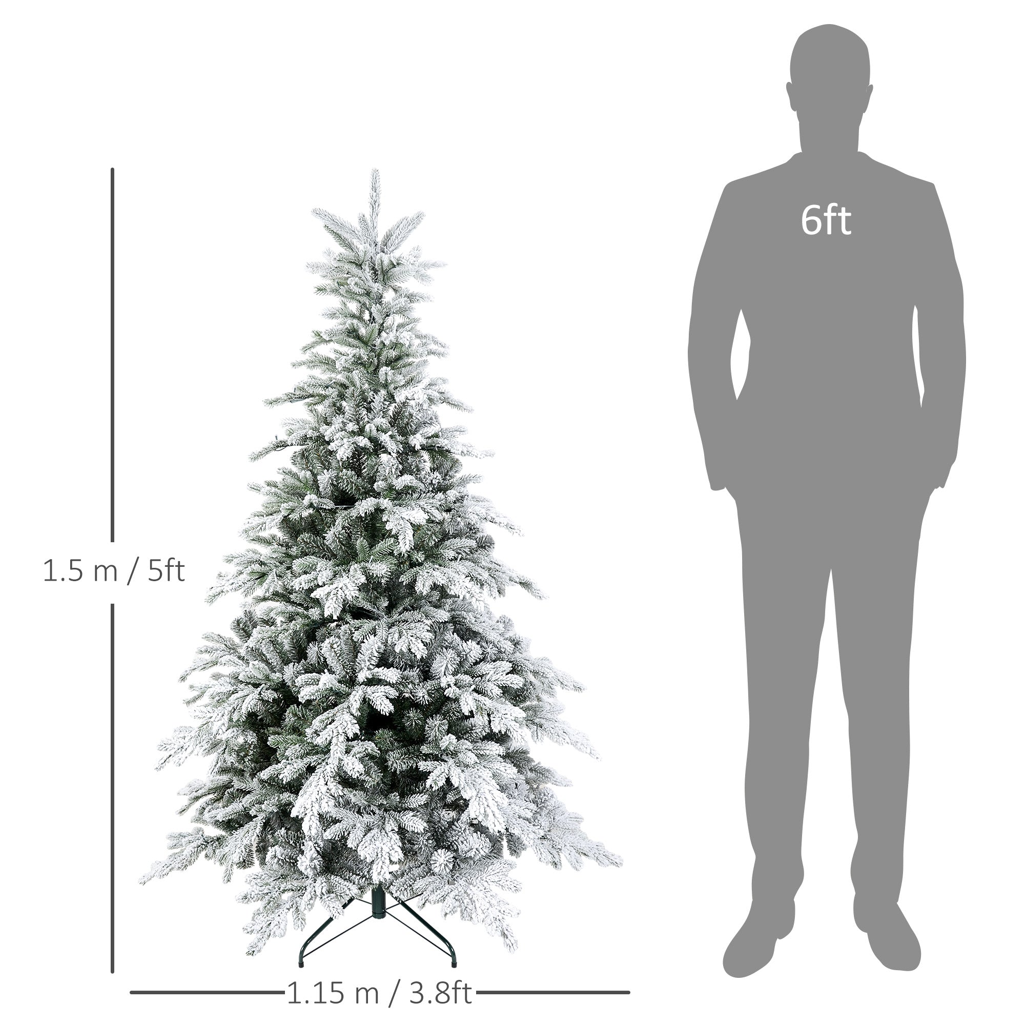 5ft Bushy Snow-Flocked Artificial Christmas Tree, with LED Lights