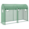 Tomato Growth Greenhouse with Double Doors & 4 Windows, Steel Frame, PE Cover 3L x 1W x 2H m - Green