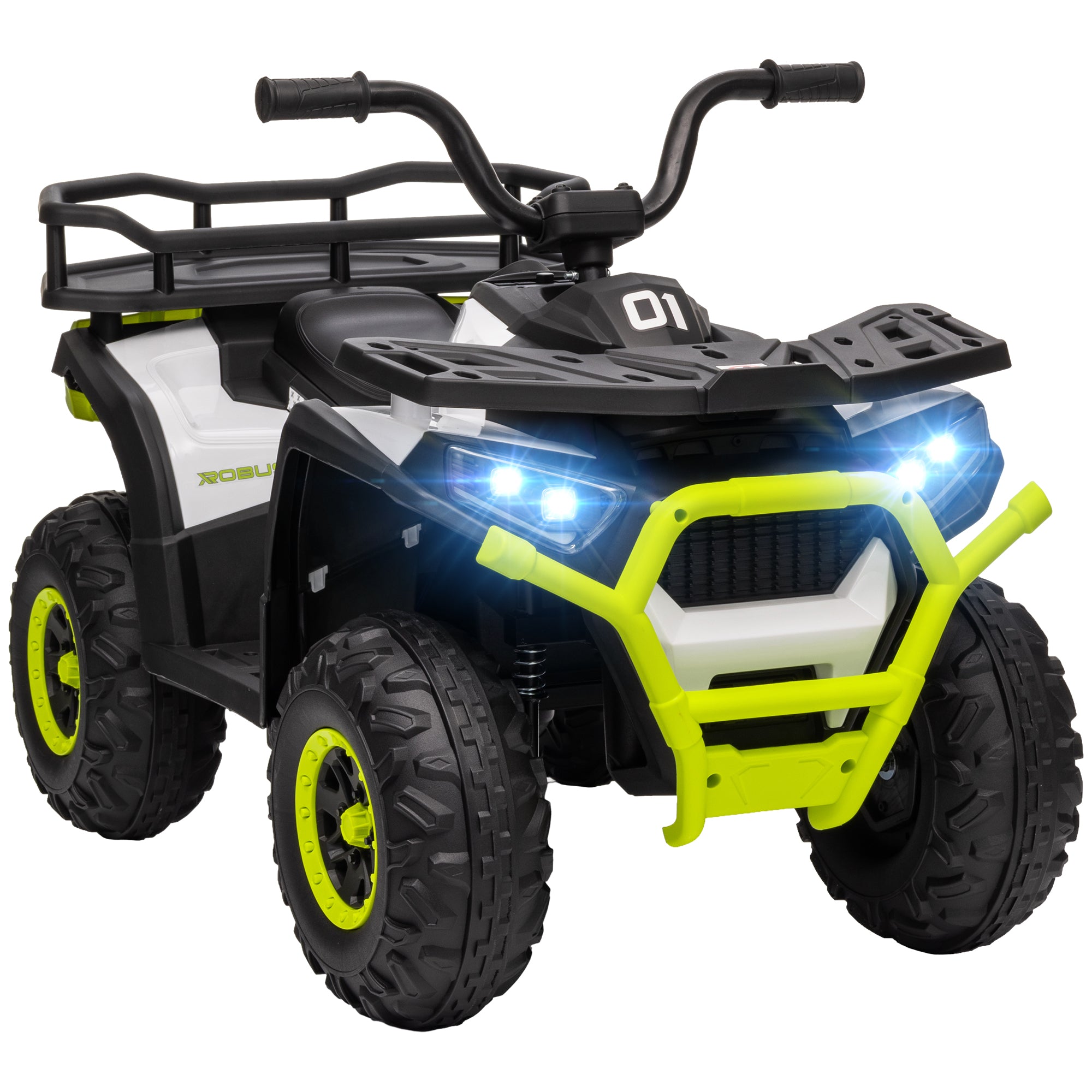 12V Kids Electric Ride on ATV, Battery Powered Quad Bike w/ Spring Suspension, Forward Backward, Storage Basket - Green