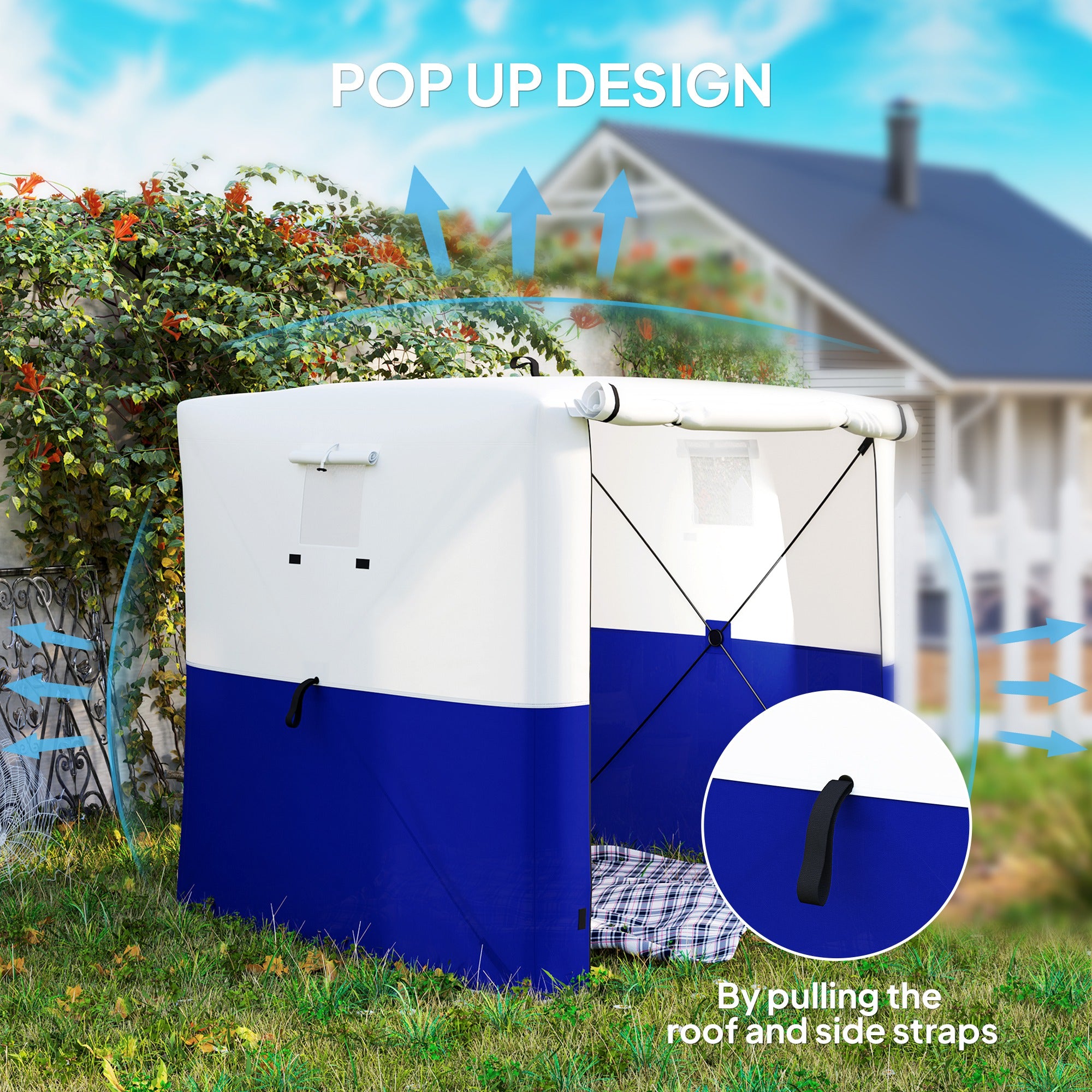 2m 2-Piece Pop-Up Gazebo with Mesh Windows and Sides - Dark Blue