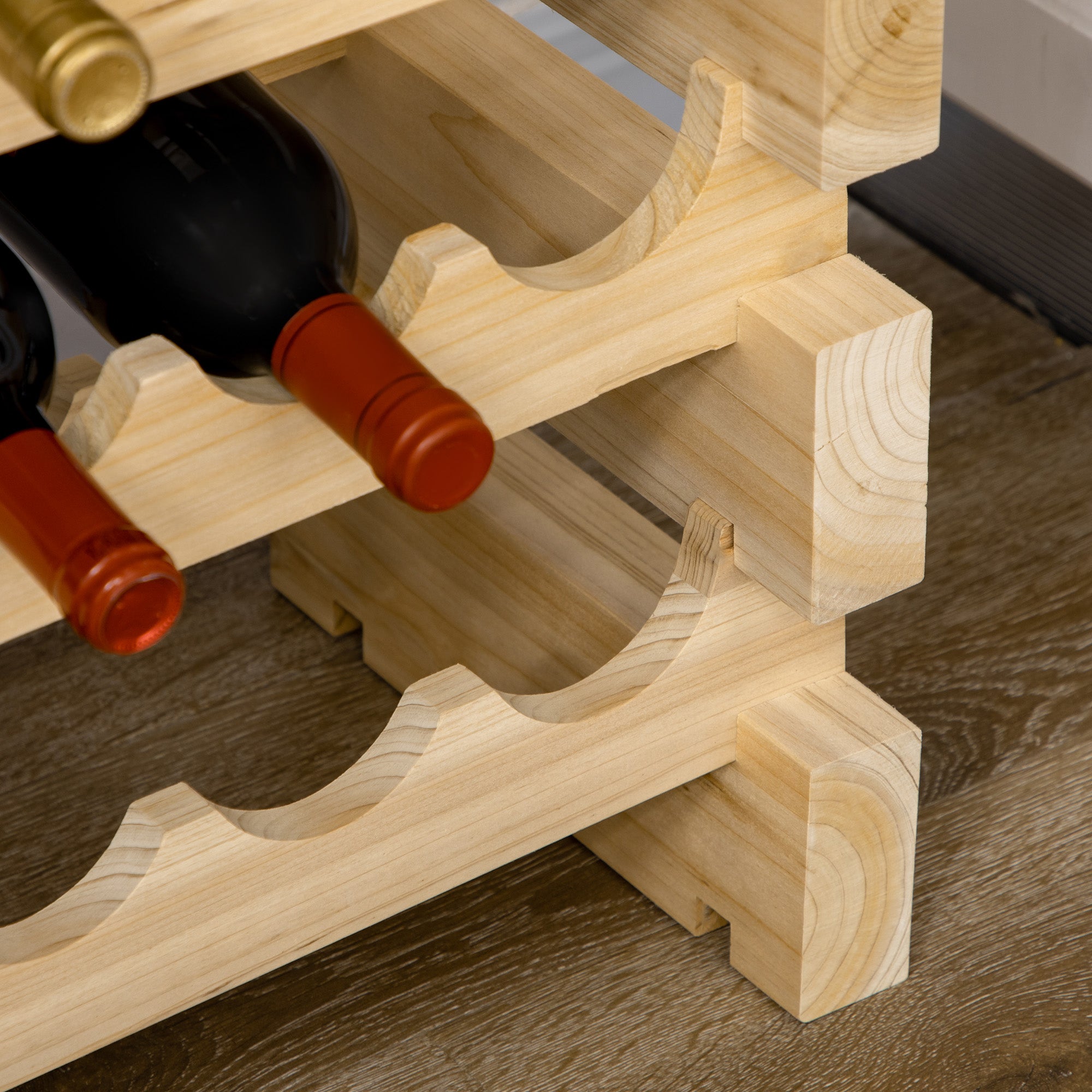 Six-Tier, 72 Bottle Wooden Wine Rack Set of 2 - Natural