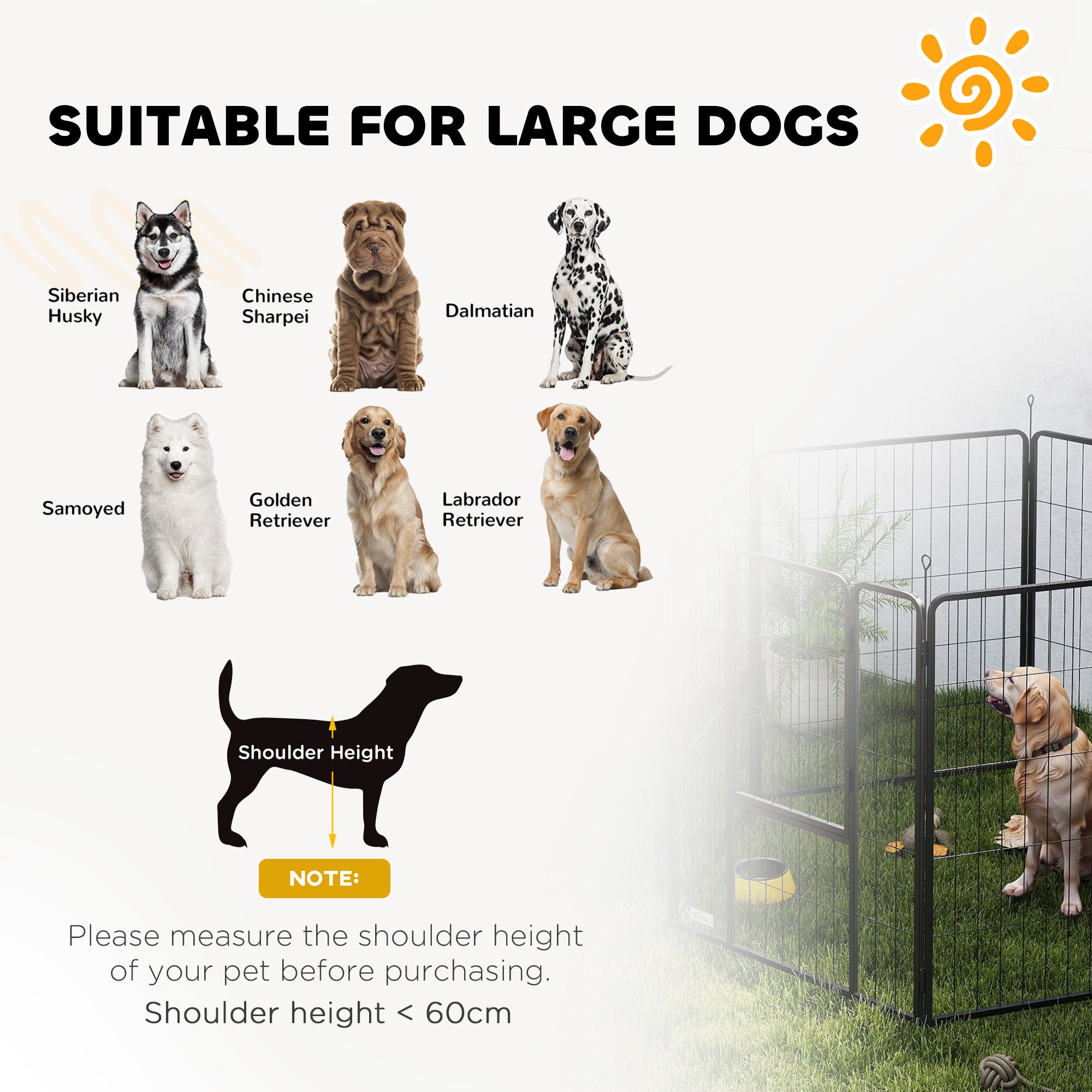 6 Panels Dog Playpen, Portable Detachable Puppy Pen with Door, for Large Dogs, 100cm High, Black