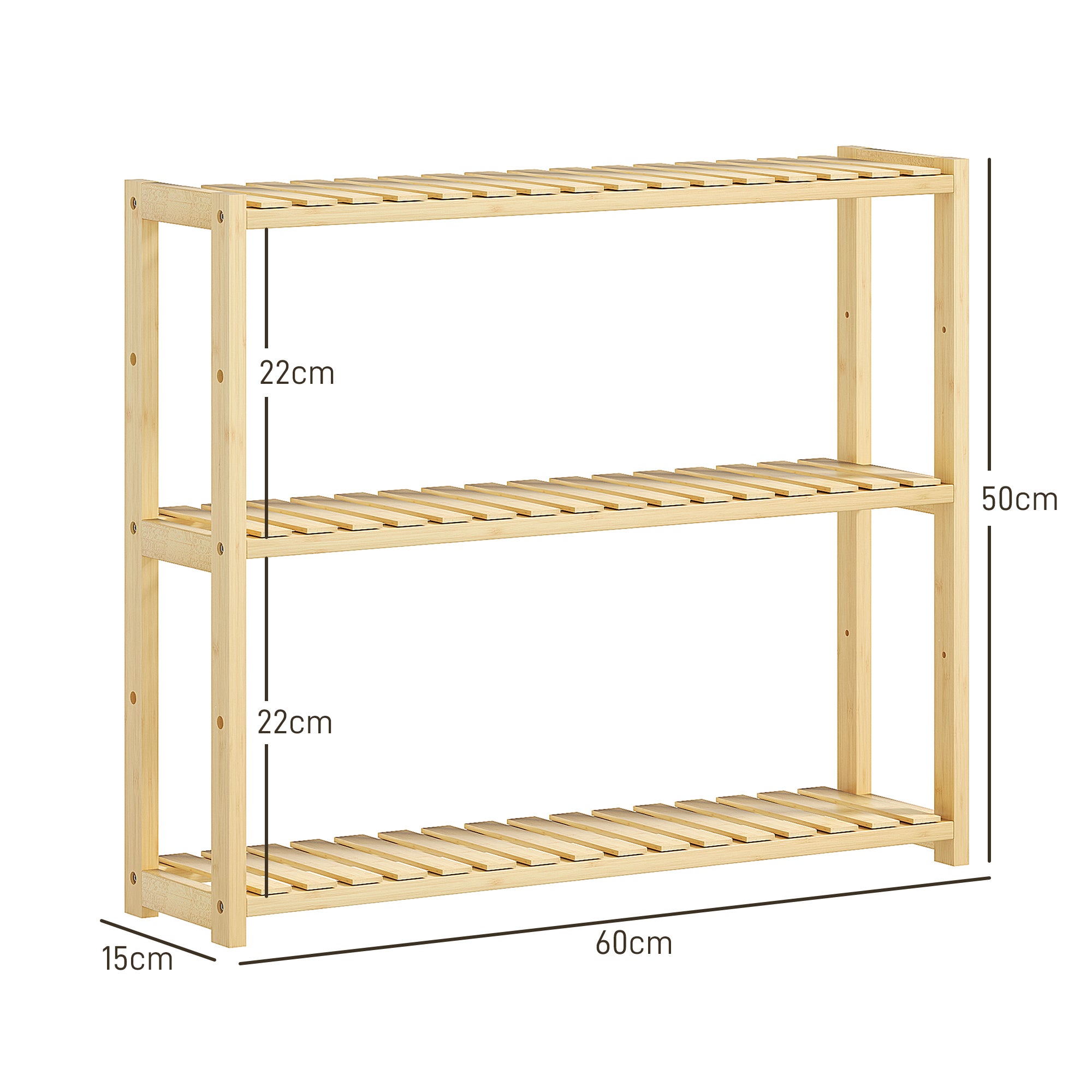 Three-Tier Bamboo Bathroom Rack - Natural Finish