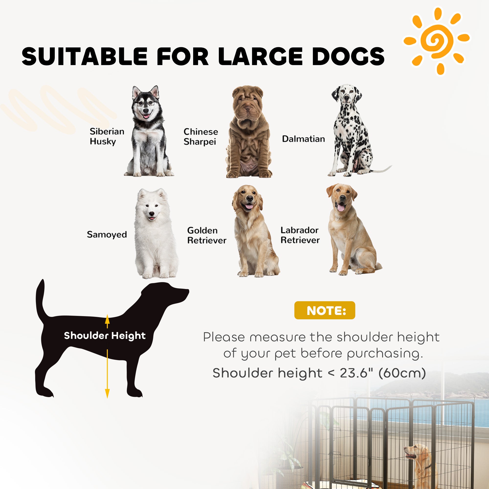 8 Panels Heavy Duty Dog Playpen with Door Indoor Outdoor, for Large Dogs, 100cm High