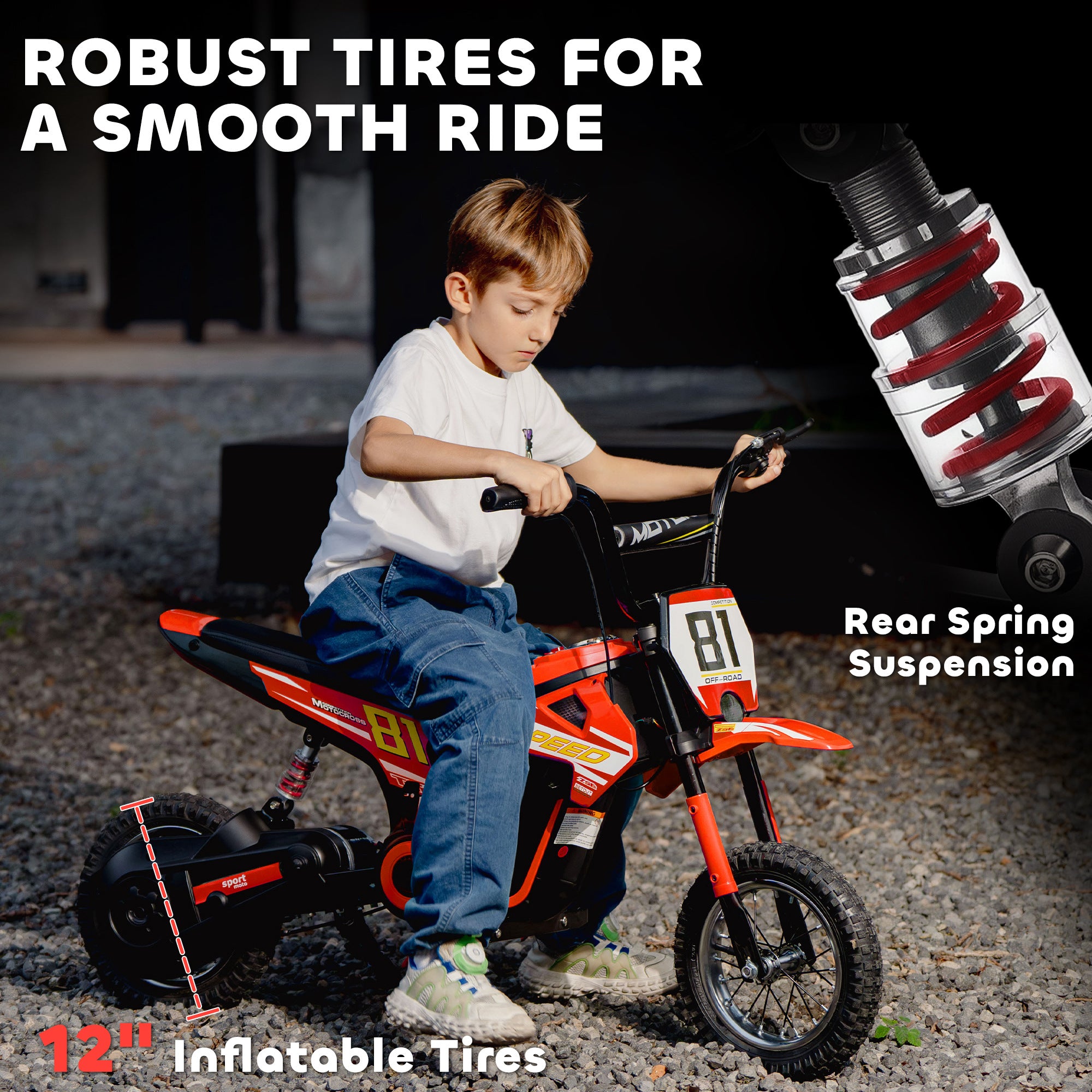 Kids Electric Motorbike 3 Gearboxes Speed Ride on Motorcycle with 41min Ranges - Red
