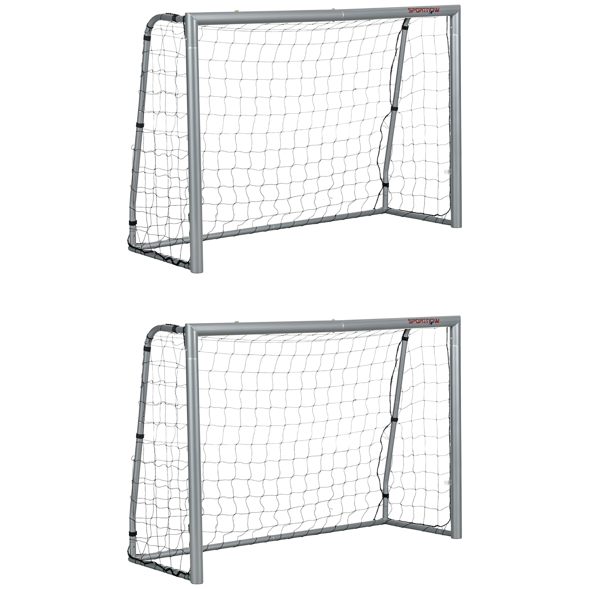 8ft x 5ft Football Goal, Set of 2 Football Net for Garden, Training Goal with Ground Stakes, Steel Frame